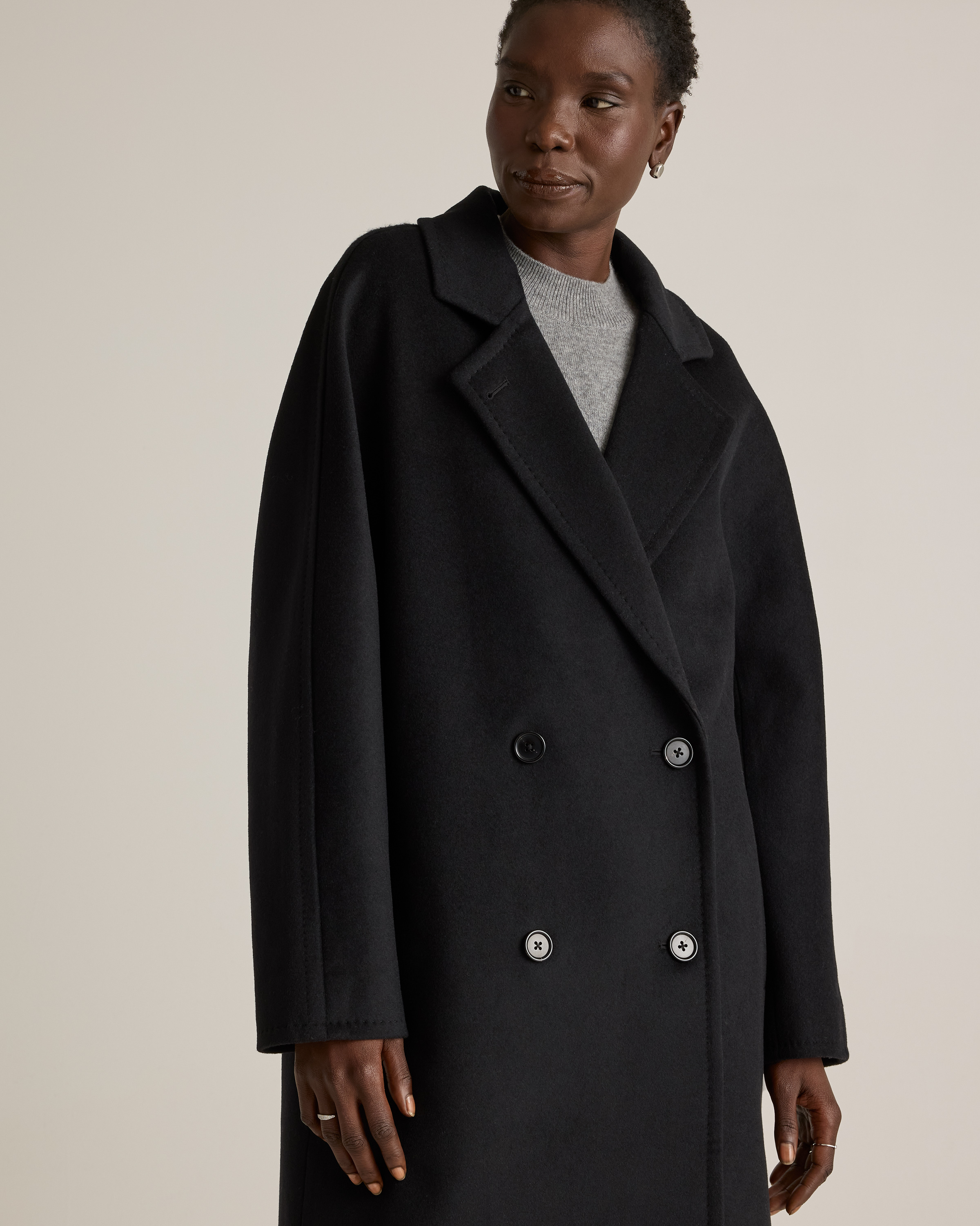 Italian Wool Double-Breasted Slouch Coat
