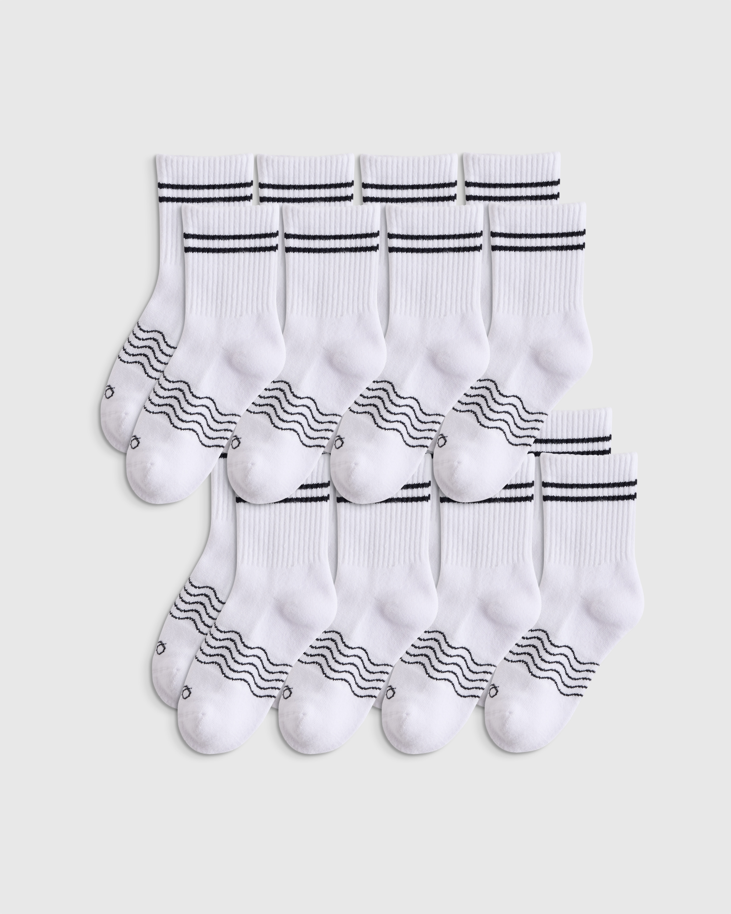 White Kids Organic Cotton Quarter Crew Socks 8-Pack