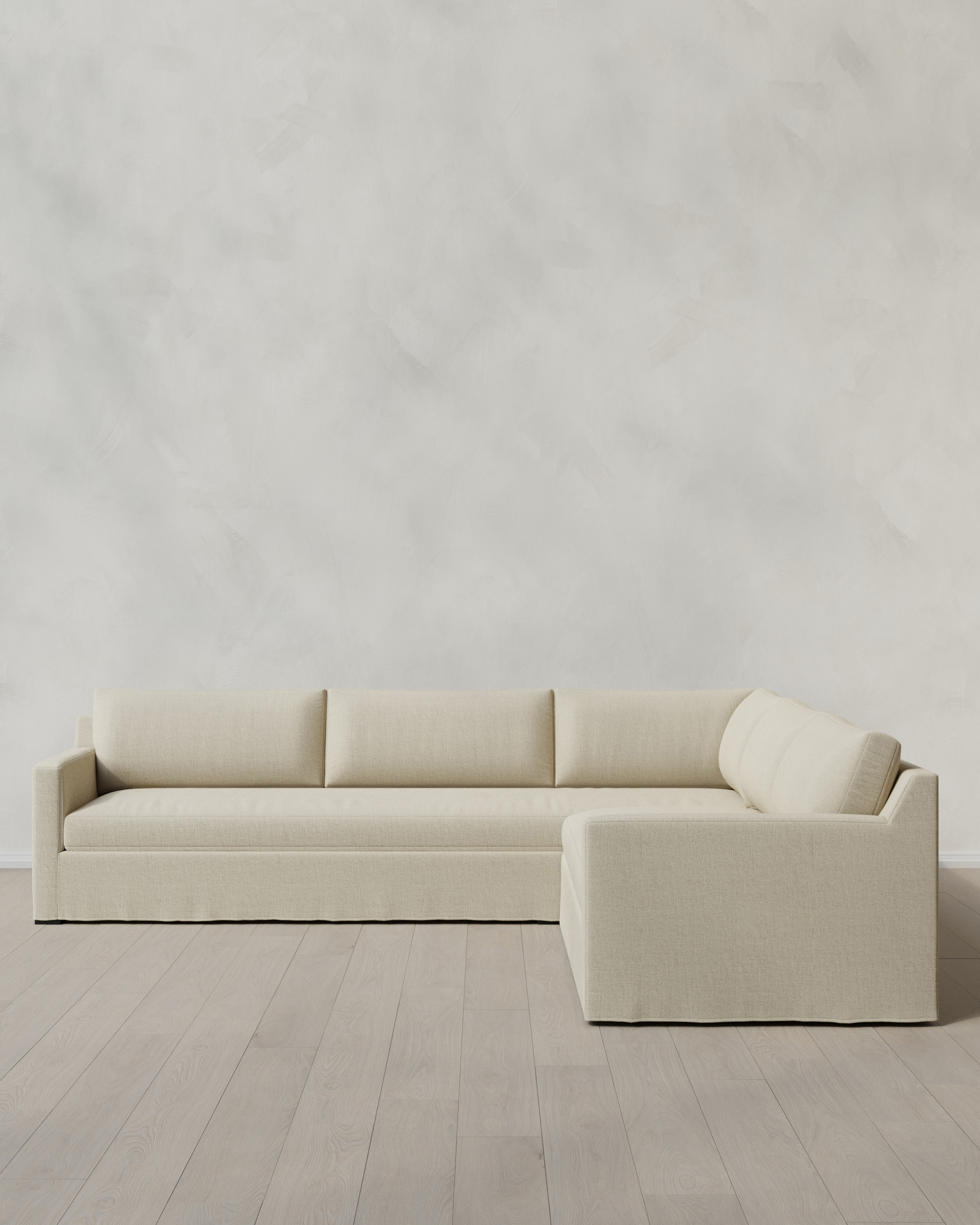 Ellery Slipcover L Sectional 120in x 120in Performance Linen Blend Sand