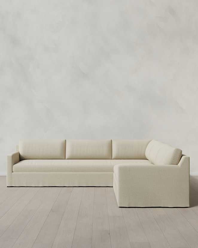 Ellery Slipcover L Sectional 120in x 120in Performance Linen Blend Sand
