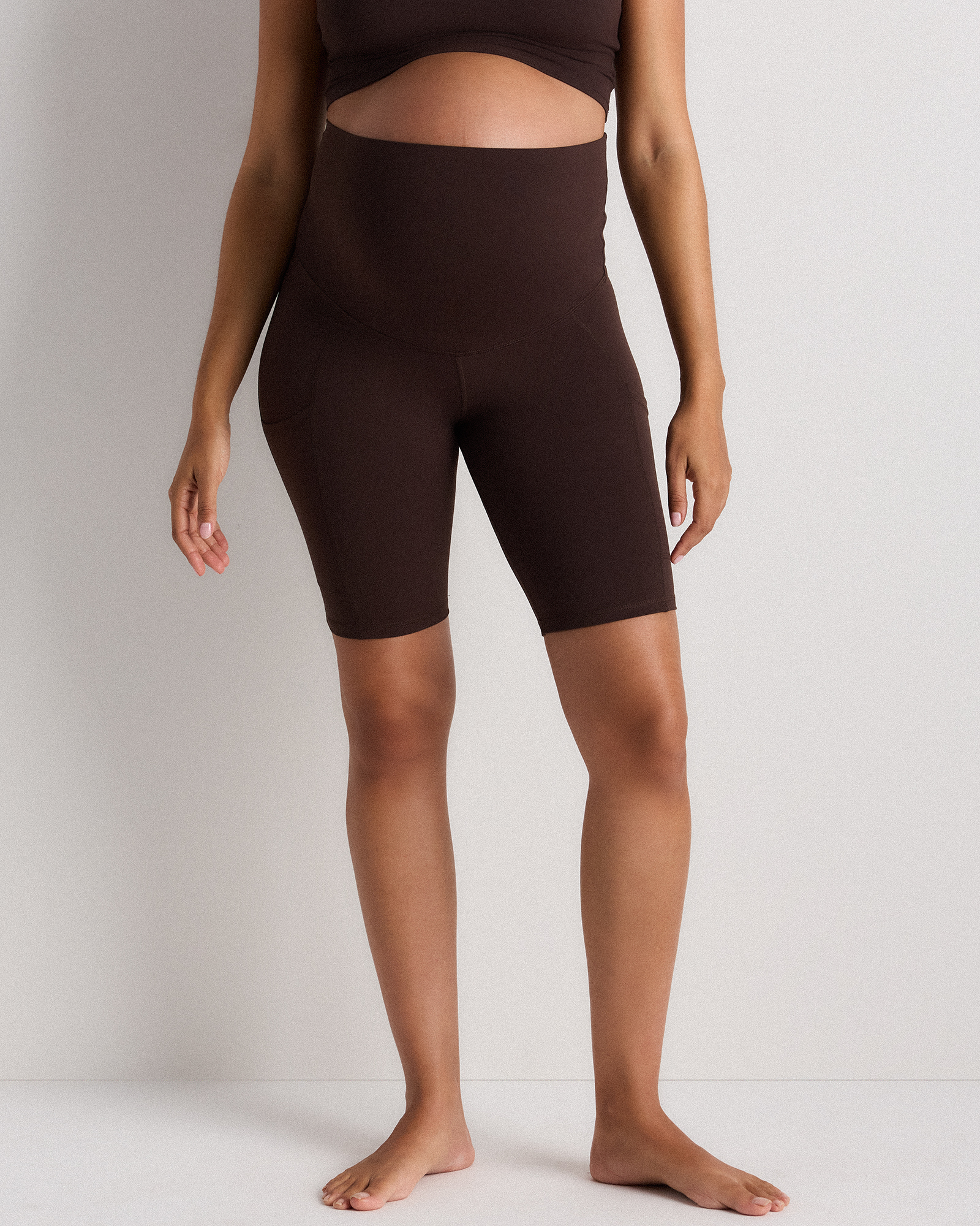 Espresso Ultra-Form Maternity Pocket Bike Short 9"