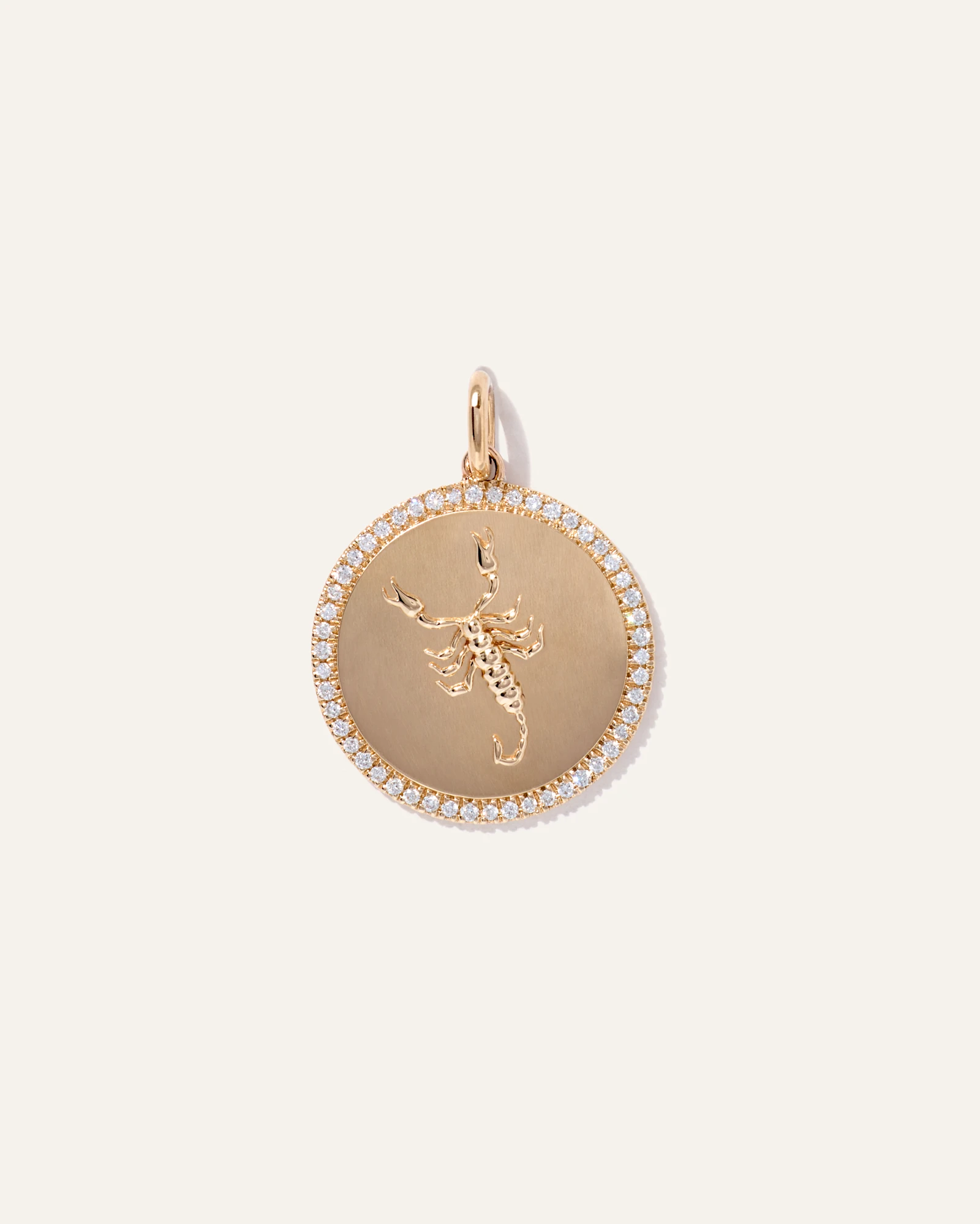 14K Gold Pave Zodiac Medallion Charm in Yellow Gold