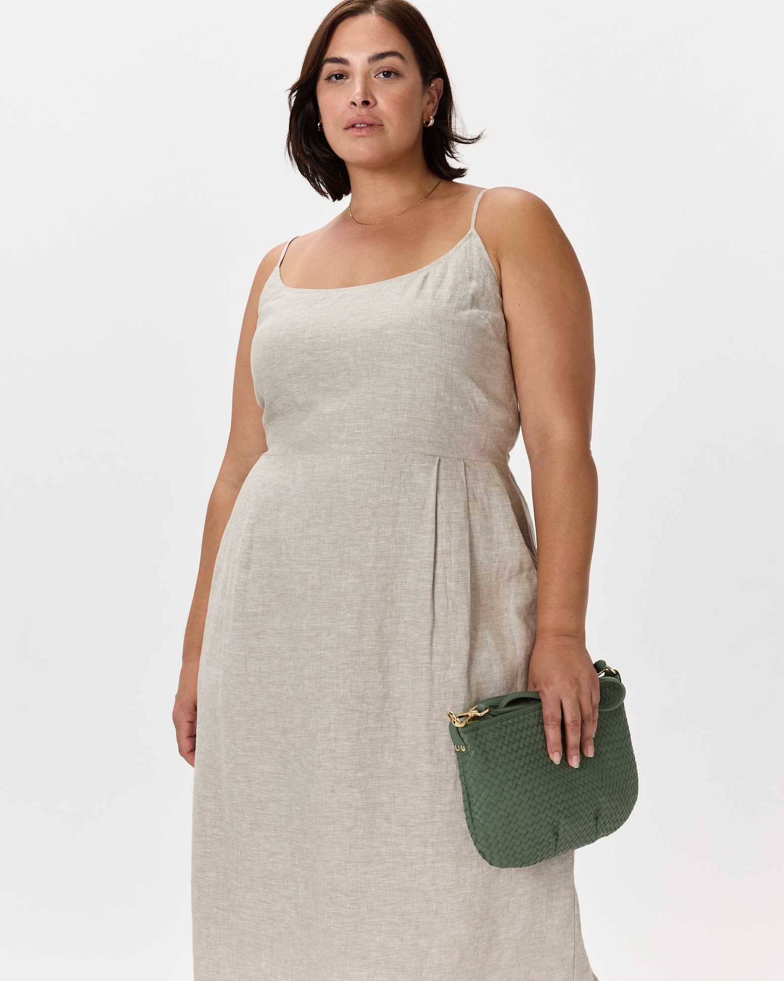 Women's 100% European Linen Scoop Neck Midi Dress in Flax, Size 1X by Quince Women's 100% European Linen Scoop Neck Midi Dress in Flax, Size 1X by Quince