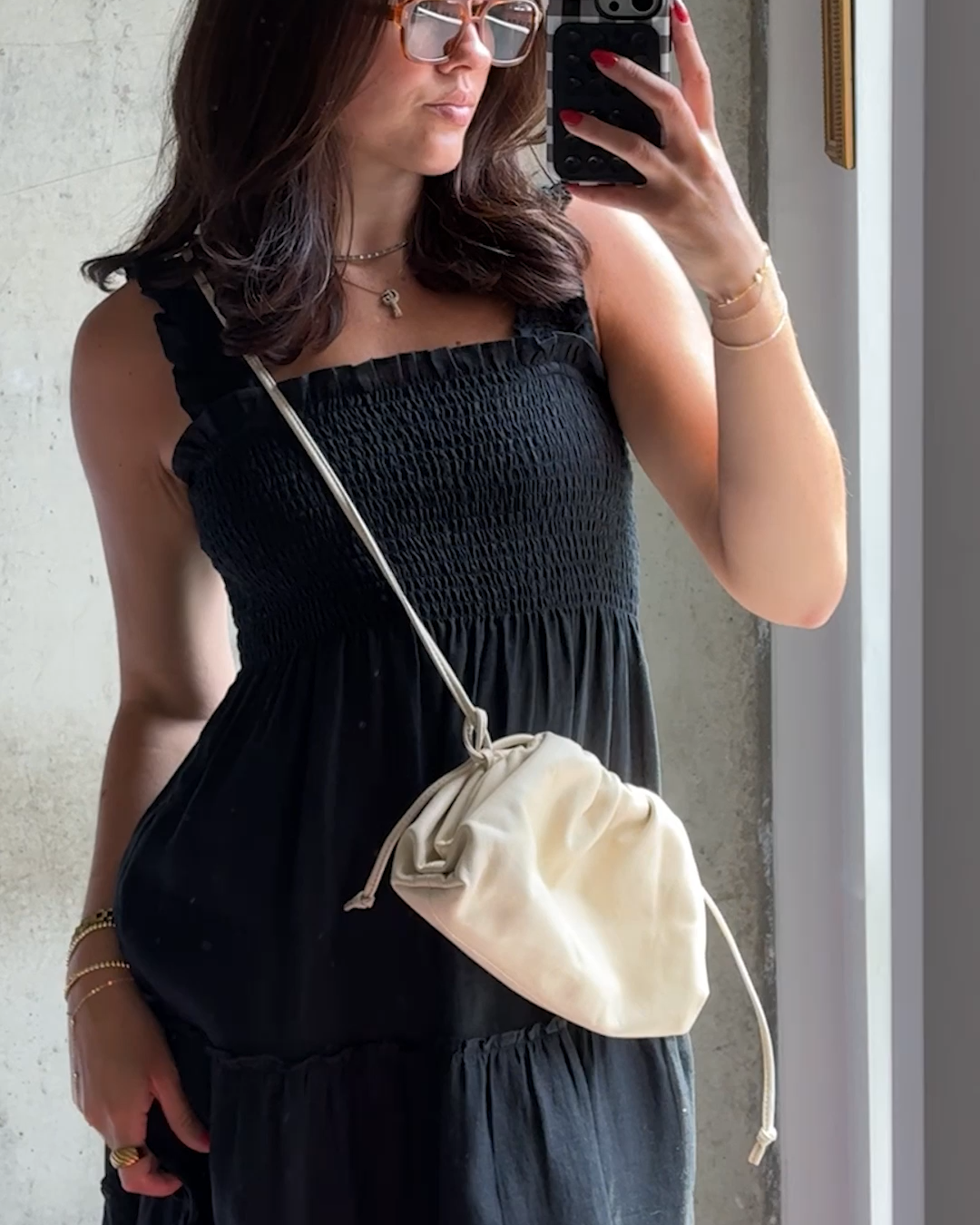 100- European Linen Smocked Midi Dress Black DeepNavy LexiLunde 4x5
