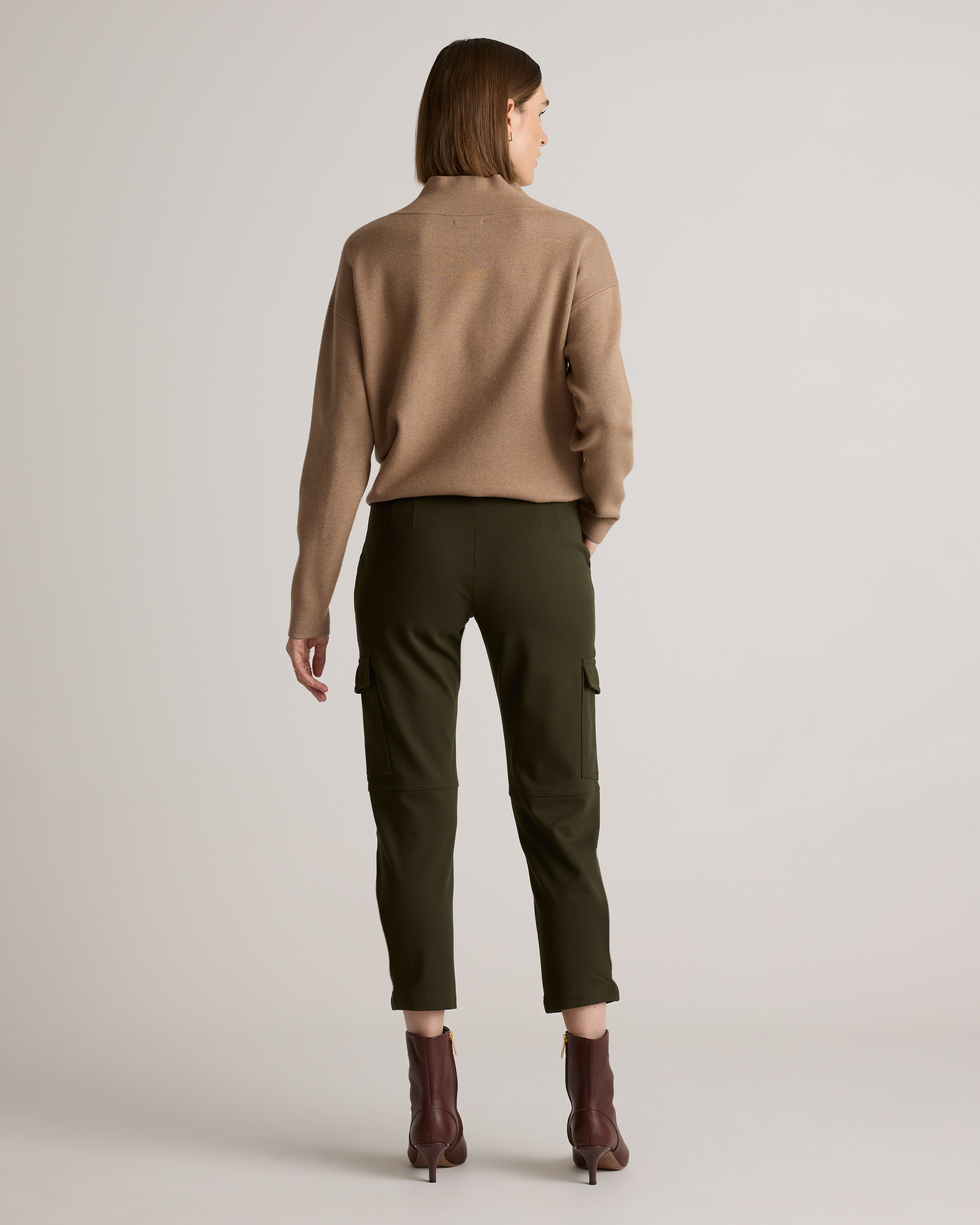 【新品】CARORIE LIGHT PONTE TAPERED PANTS[L] Women's Ultra Stretch Ponte Tapered Cargo Pants