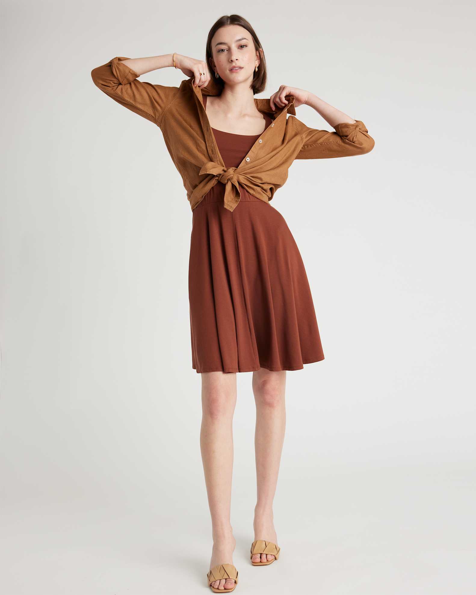 Tencel Jersey Fit & Flare Mini Dress in Navy Tencel Jersey Fit & Flare Mini Dress in Navy
