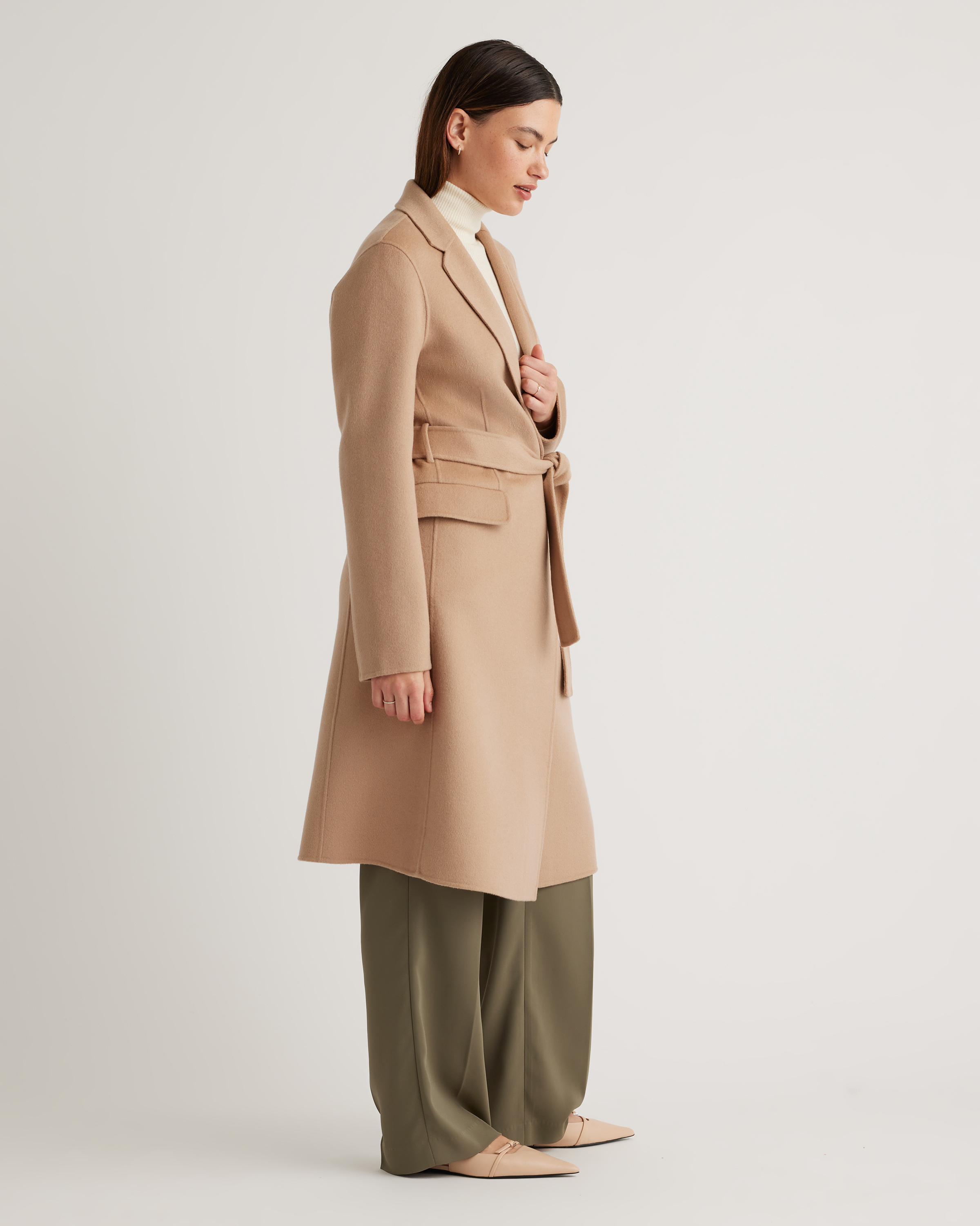 ジャケット・アウター vintage cashmere double long coat Womens Brown Cashmere Double Long Coat Size M High Quality