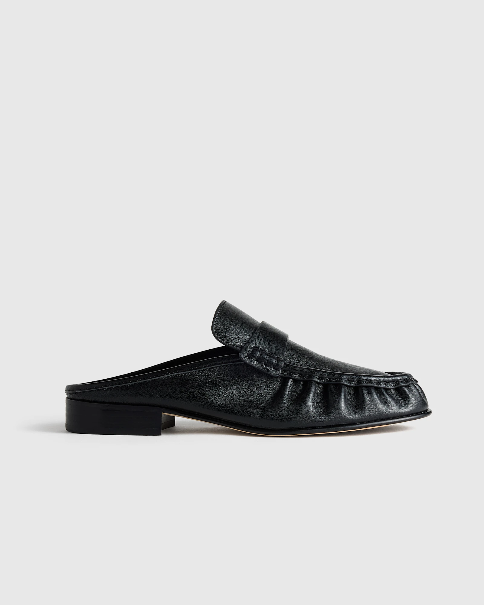 Italian Leather Ruched Loafer Mule