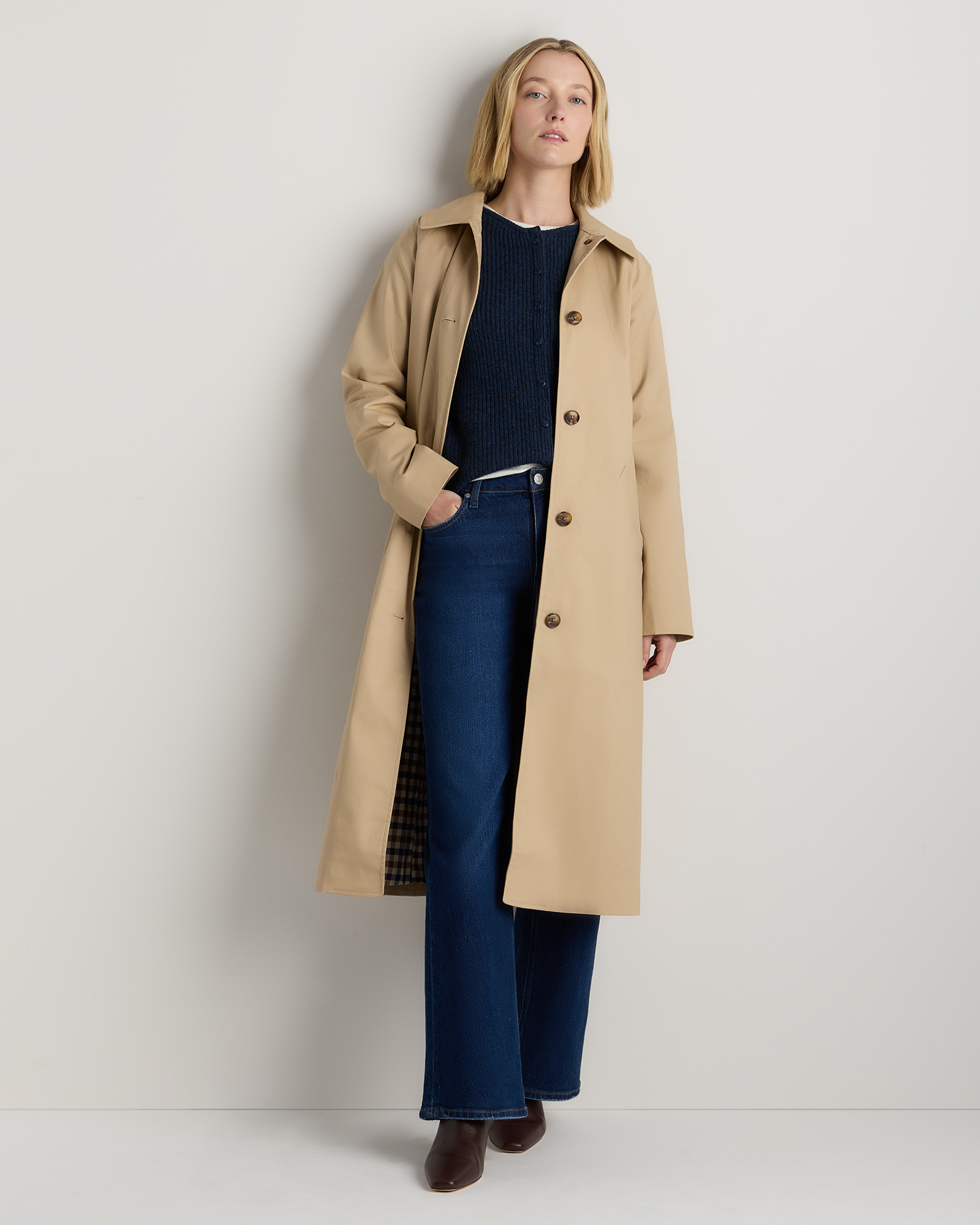 Light Khaki Comfort Stretch Mac Coat