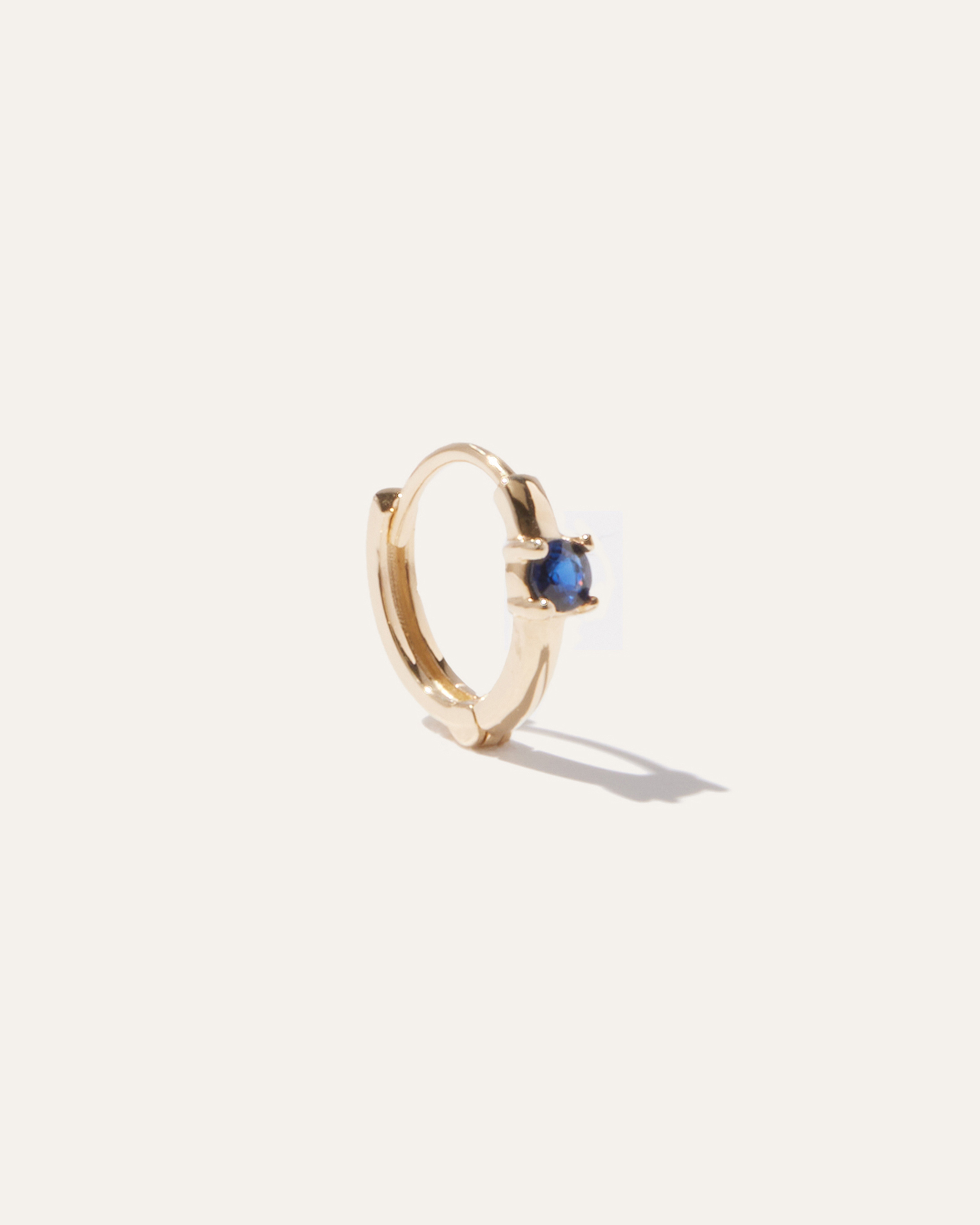 Blue Sapphire 14K Gold Gemstone Solo Mini Hoop 