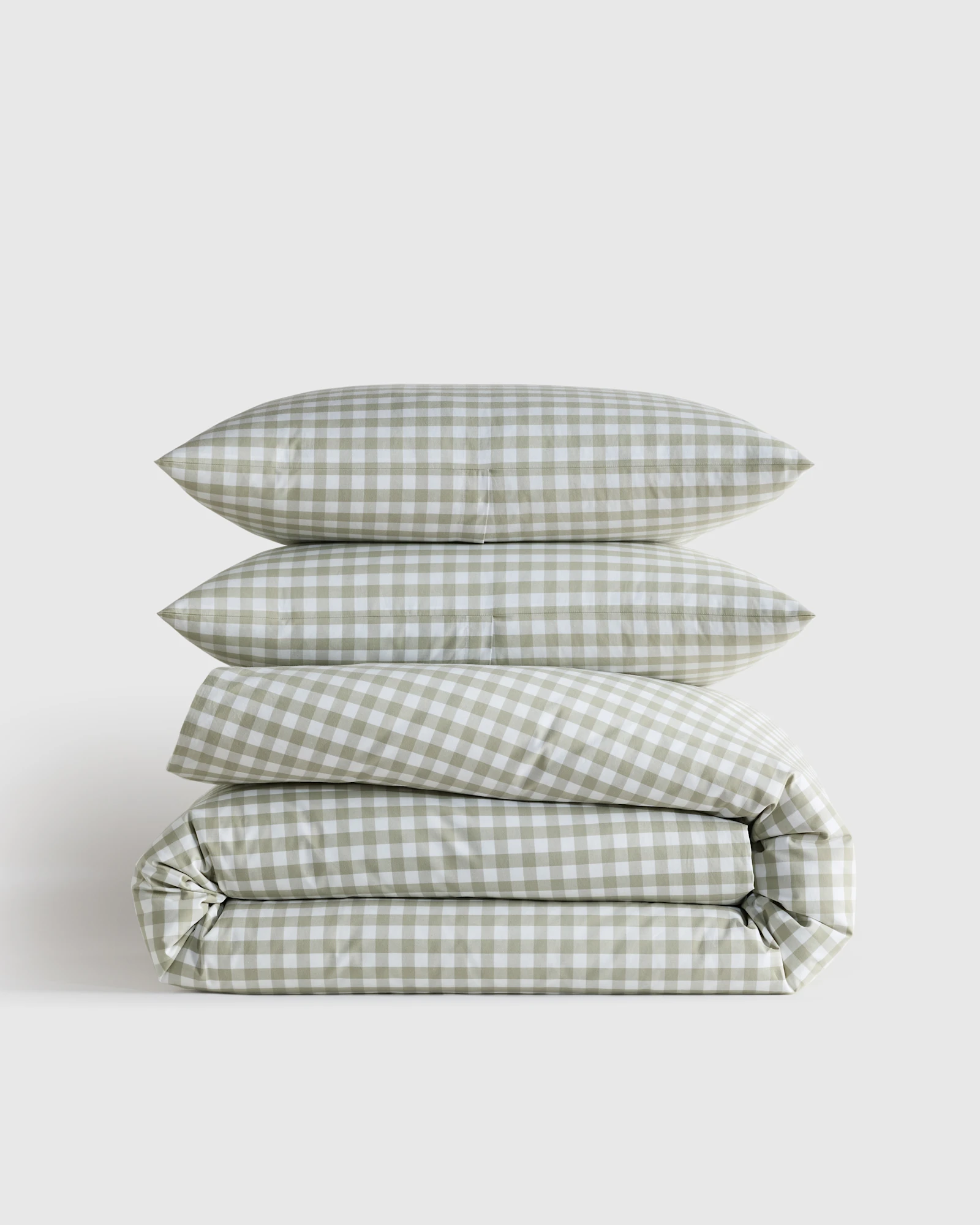 Organic Crisp Percale Gingham Duvet Cover Set