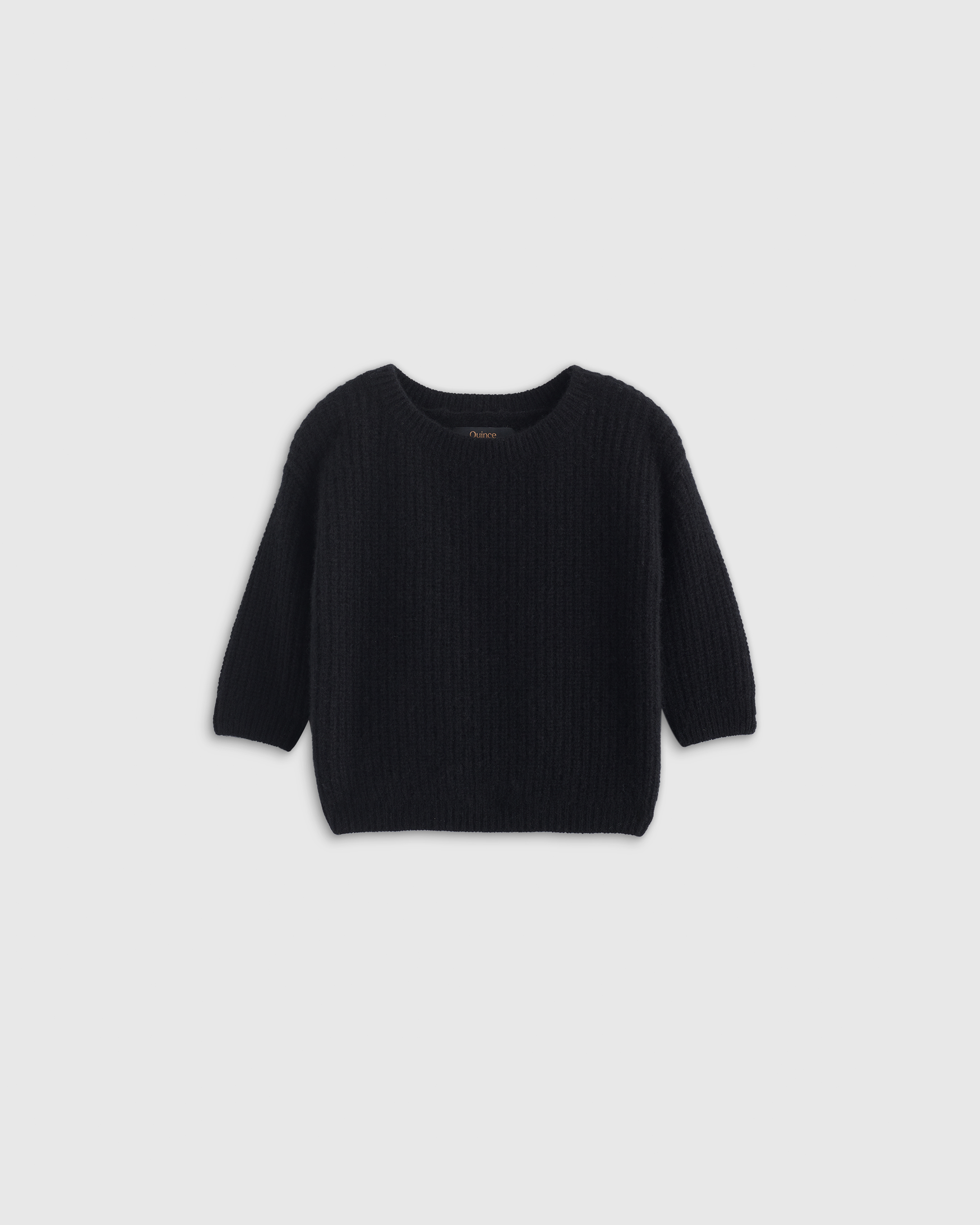 Black Washable Cashmere Fisherman Tunic Sweater