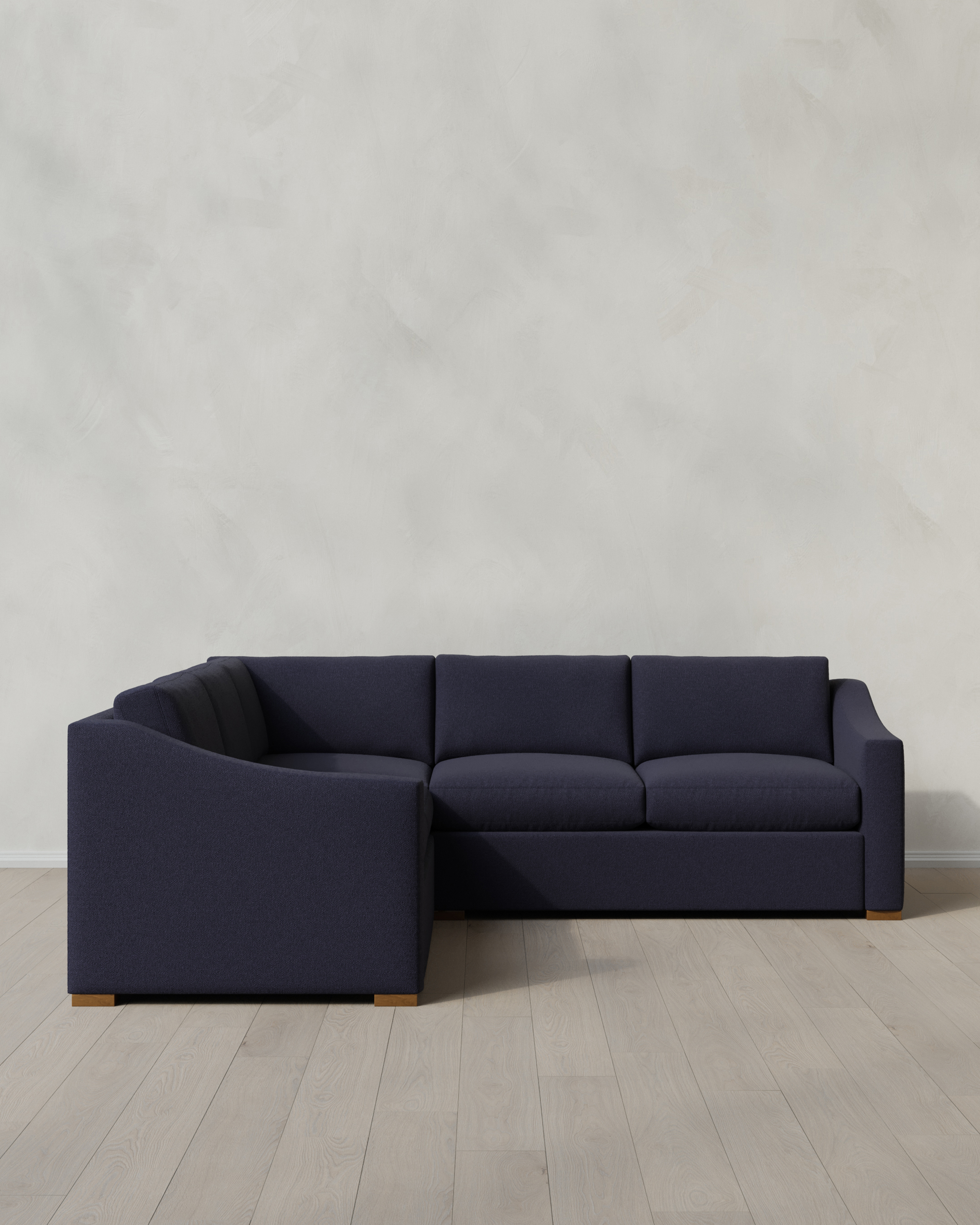 Navy Hollis Slope Arm L Sectional in Performance Basketweave