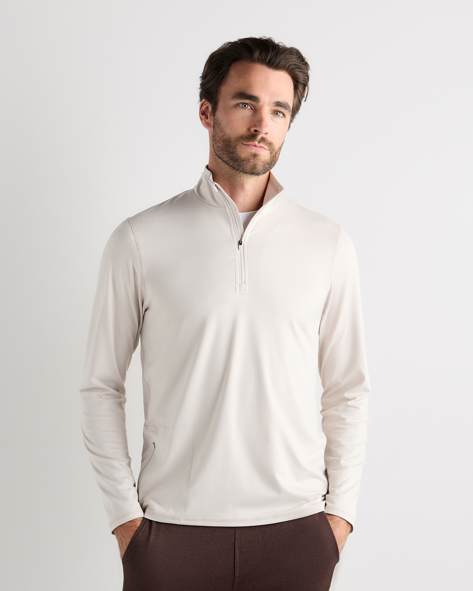 Solid Chalk Flowknit Performance Half-Zip