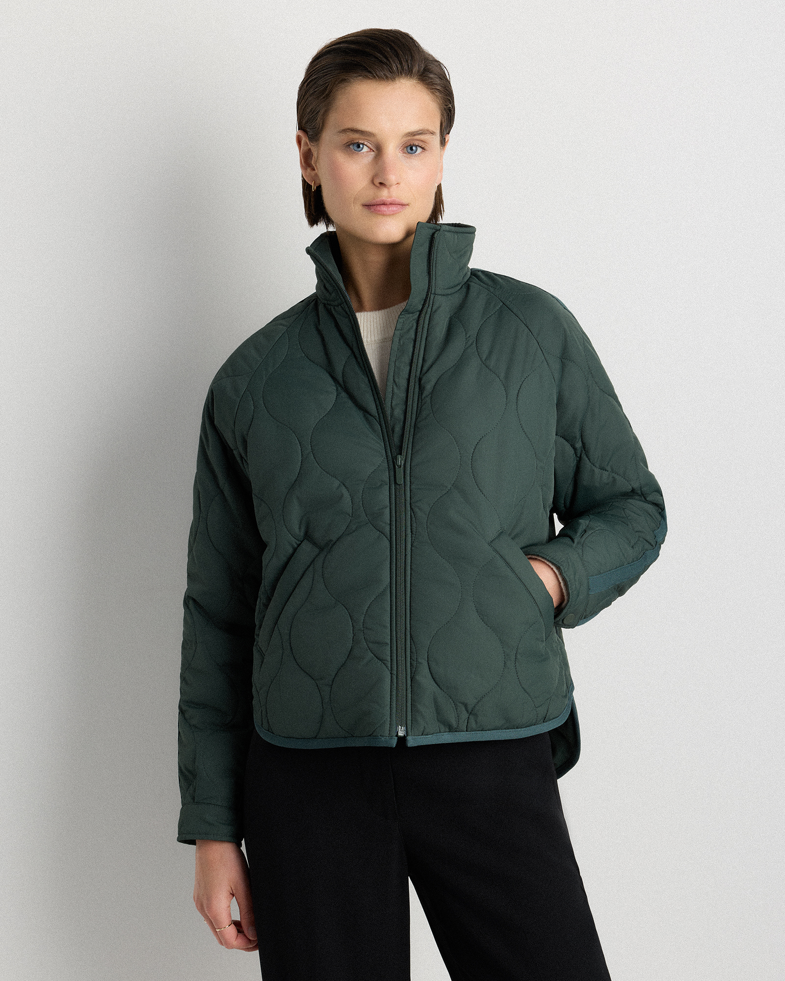 Verdant Pine Featherless Quilted Packable Puffer Jacket