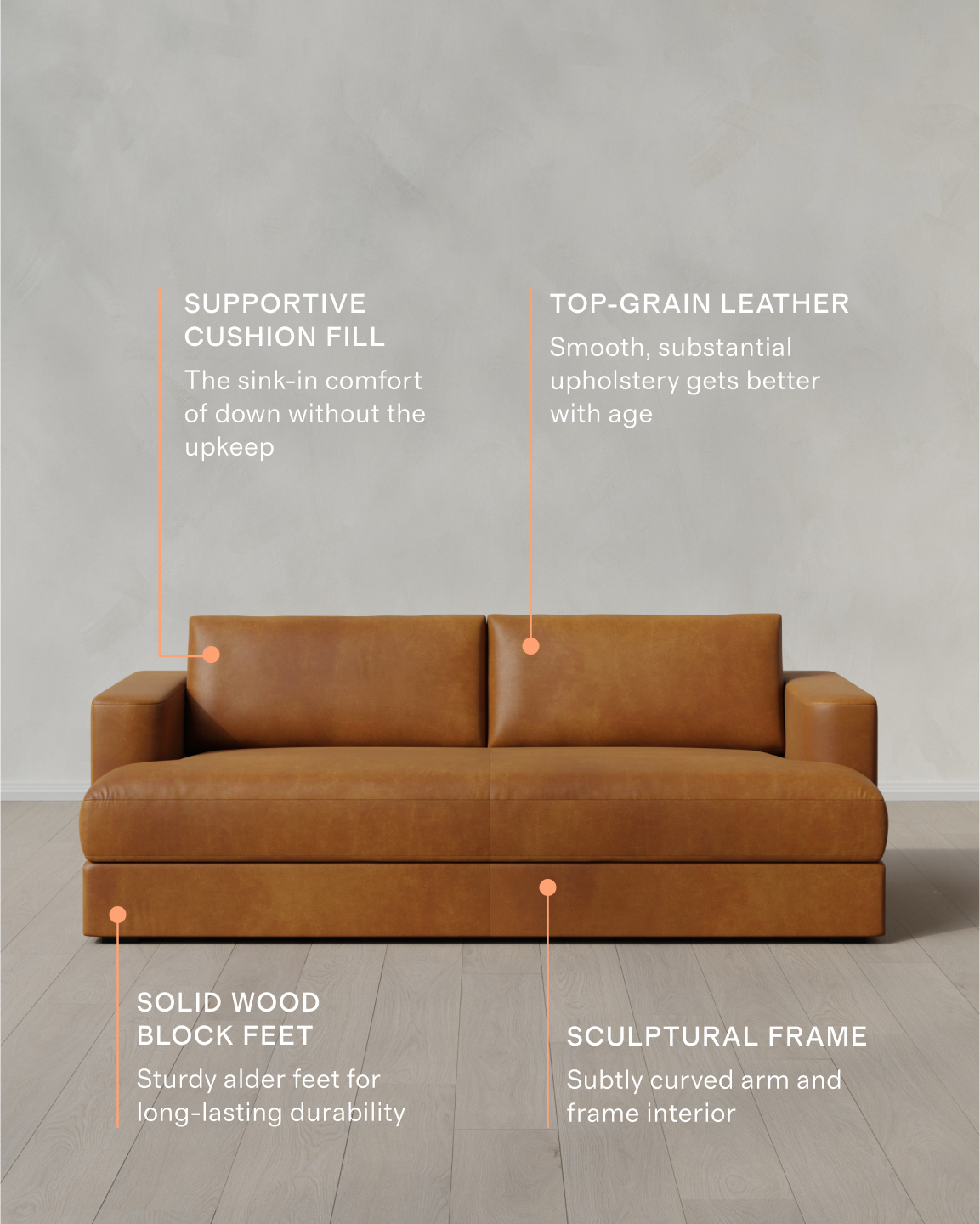 Genuine Leather Track Arm Sofa