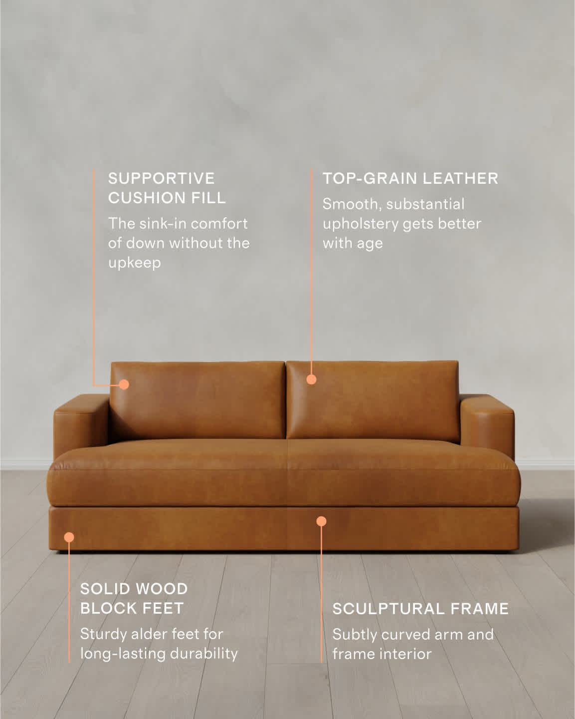 Genuine Leather Track Arm Sofa