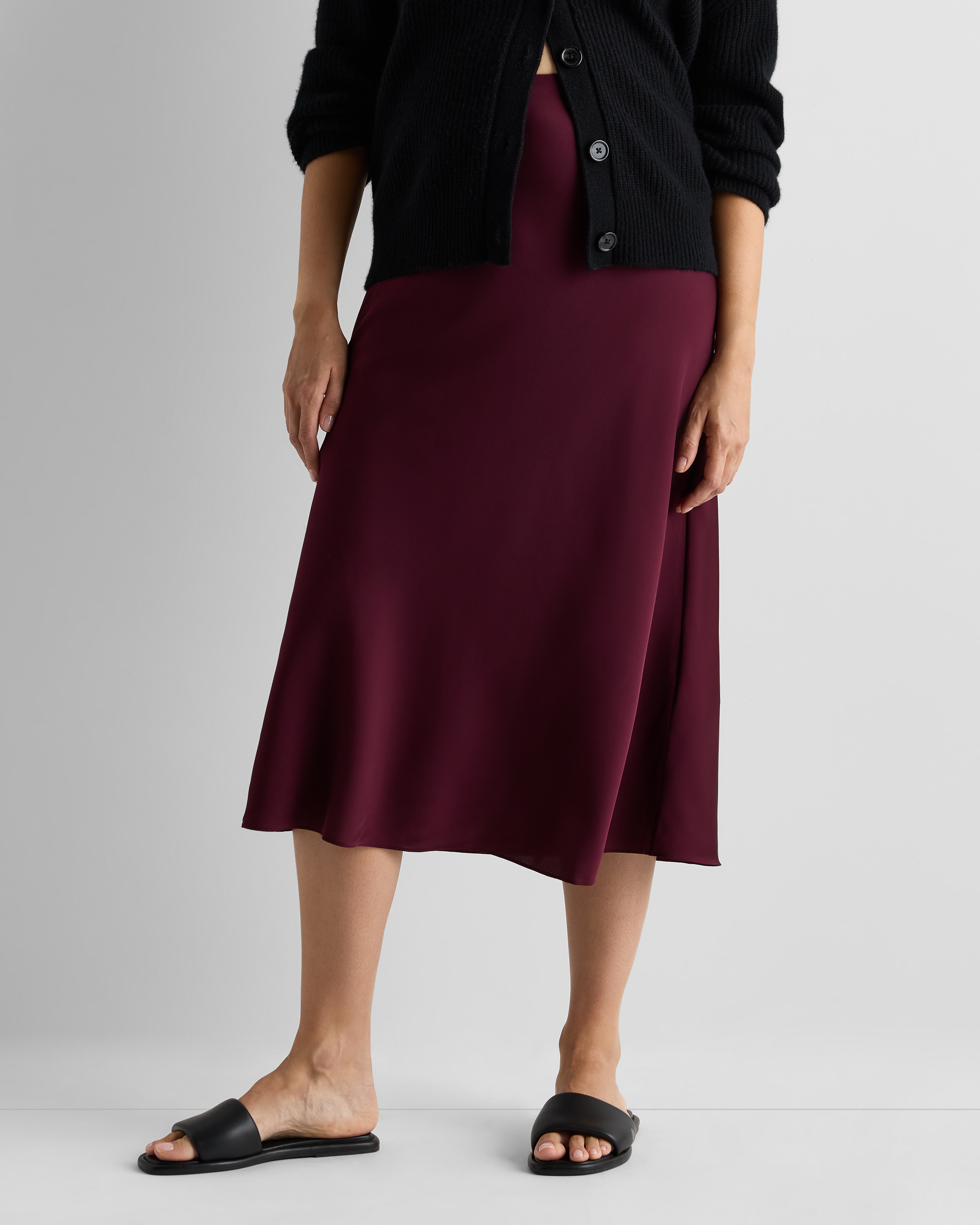 Wine Tasting Red Washable Stretch Silk Maternity Skirt