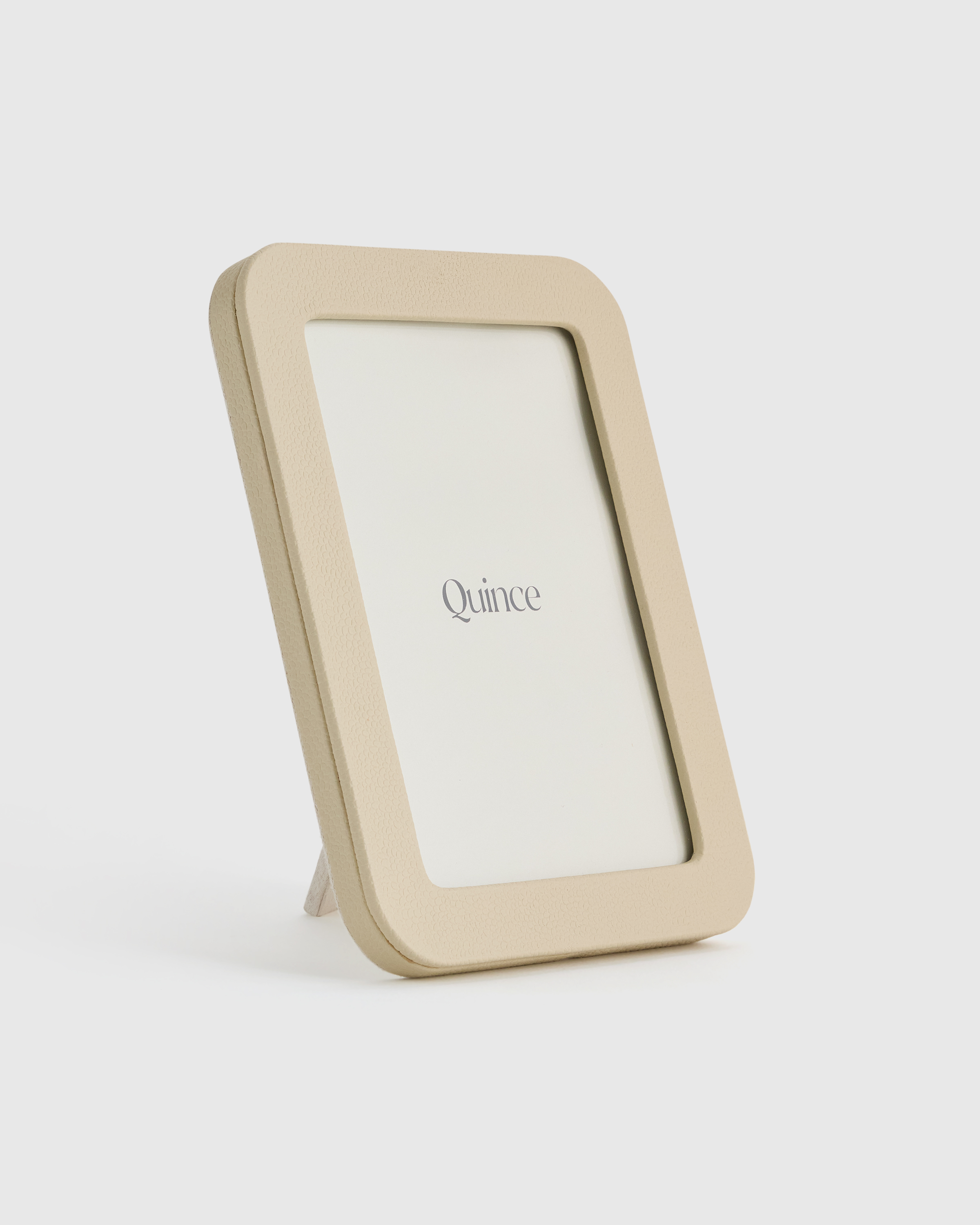 Quince | Shagreen Leather Picture Frames in Cream, Size 5x7 photo