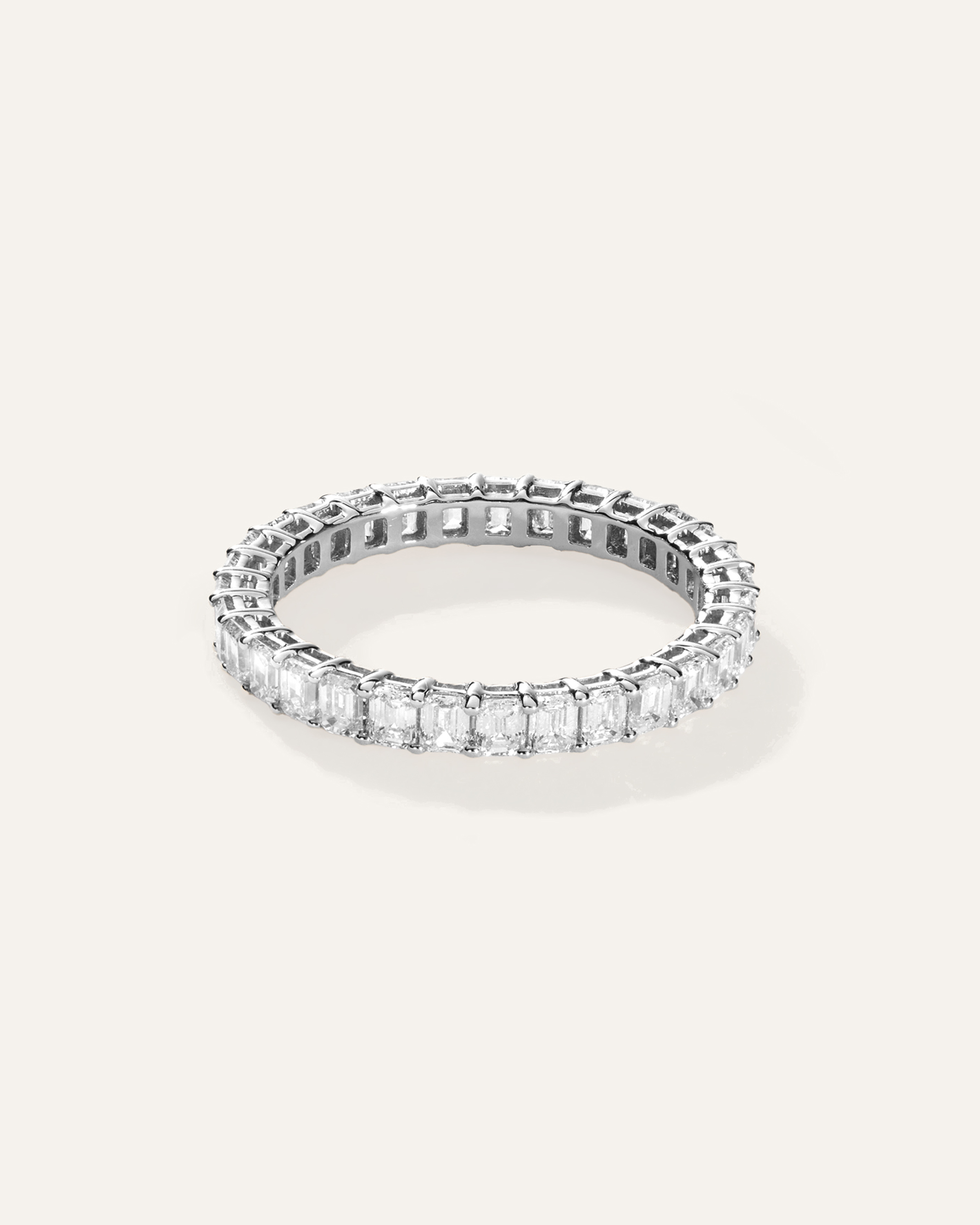 White Gold Lab Grown Diamond Emerald Eternity Band