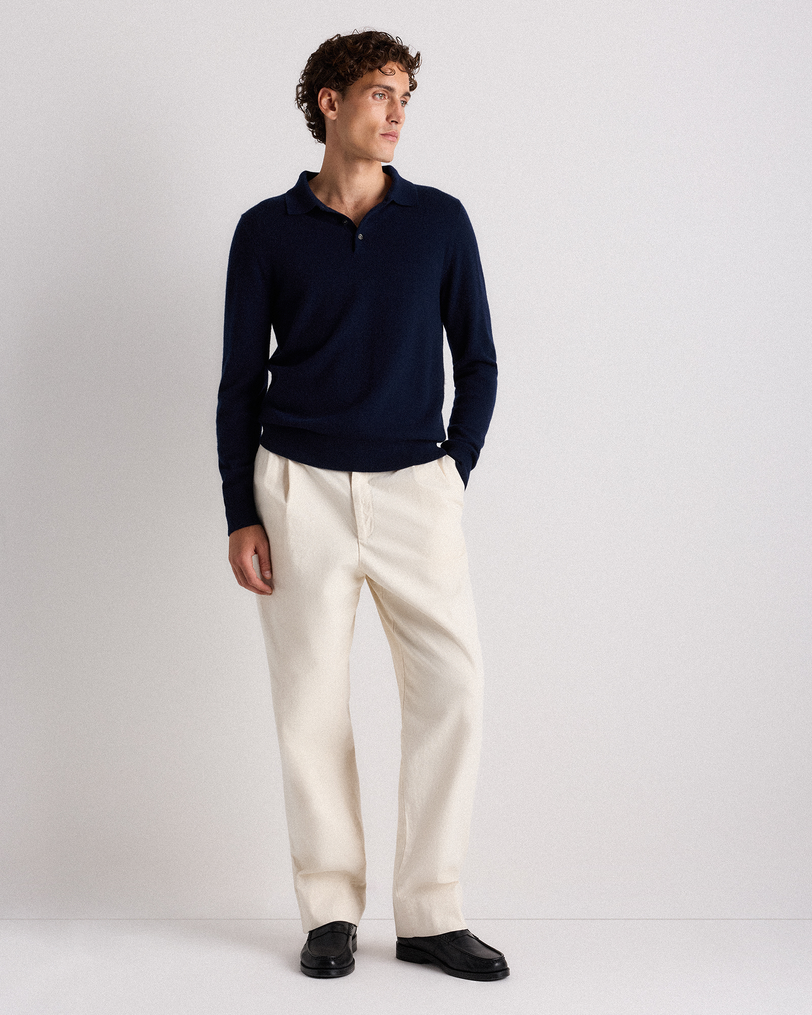 トップス 25AW cash&barba Mongolian Cashmere POLO Mongolian Cashmere Polo Sweater in Oatmeal
