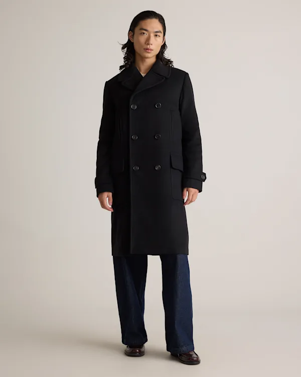 Italian Wool Double-Breasted Officer Topcoat
