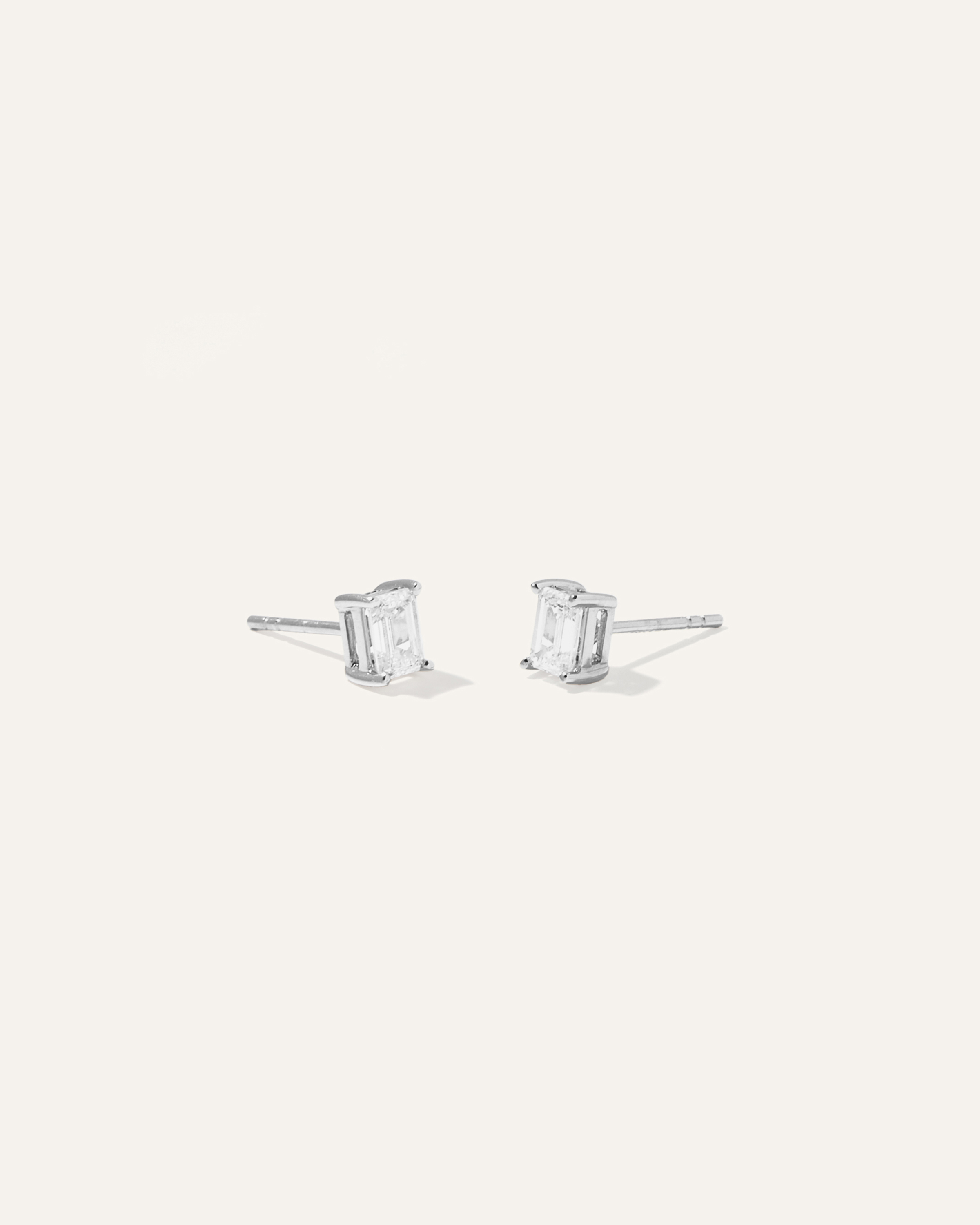 White Gold 14k Gold Lab Grown Diamond Emerald Solitaire Studs