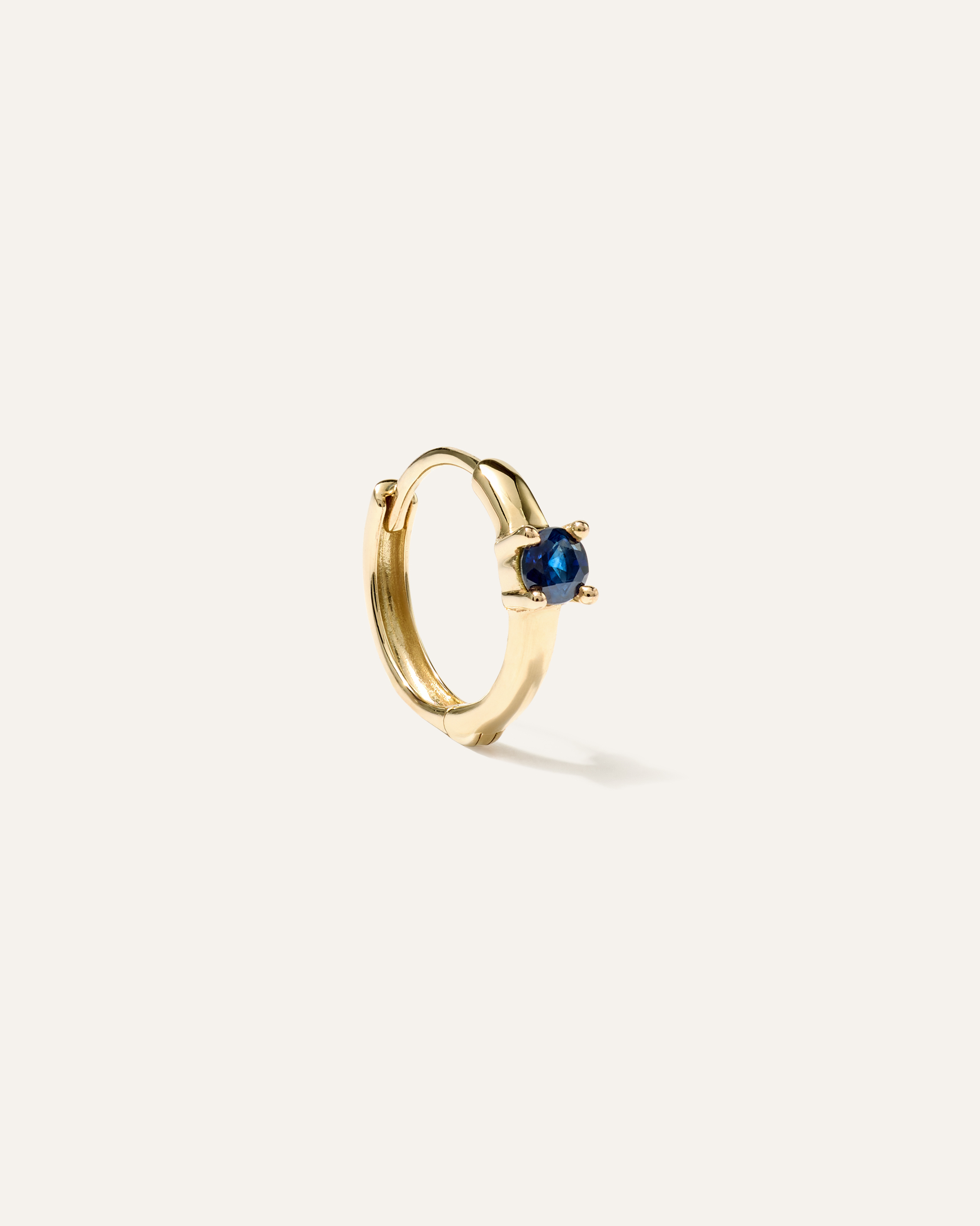 Blue Sapphire 14K Gold Gemstone Tiny Huggie - Single