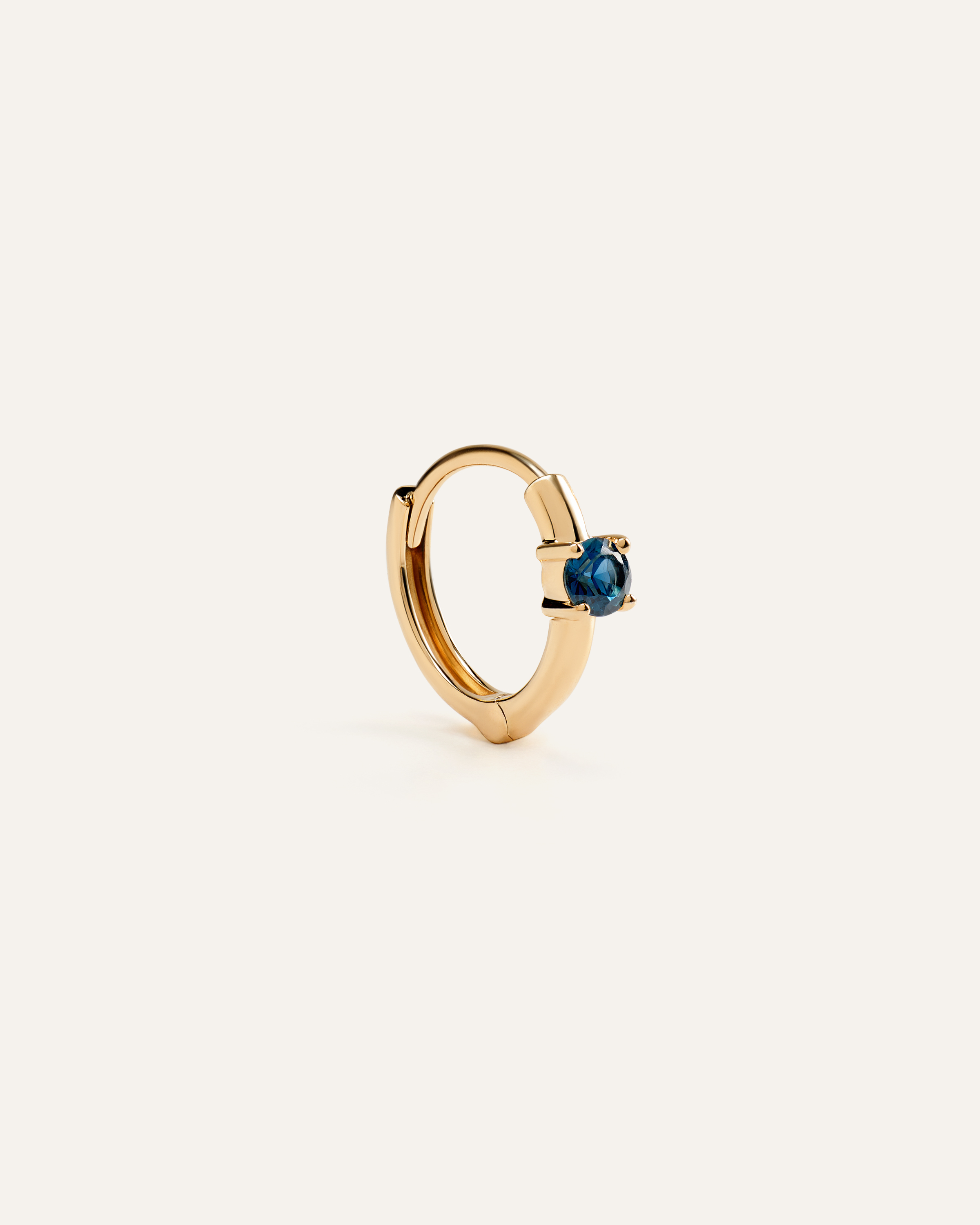 Blue Sapphire 14K Gold Gemstone Tiny Huggie - Single