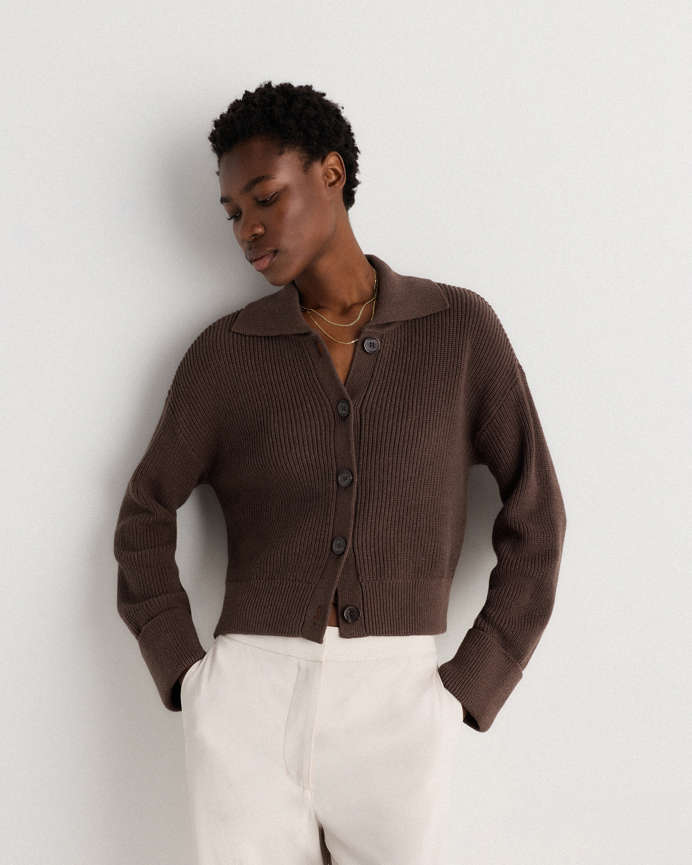 Quince Women's Fisherman Collared Cardigan Sweater In Brown