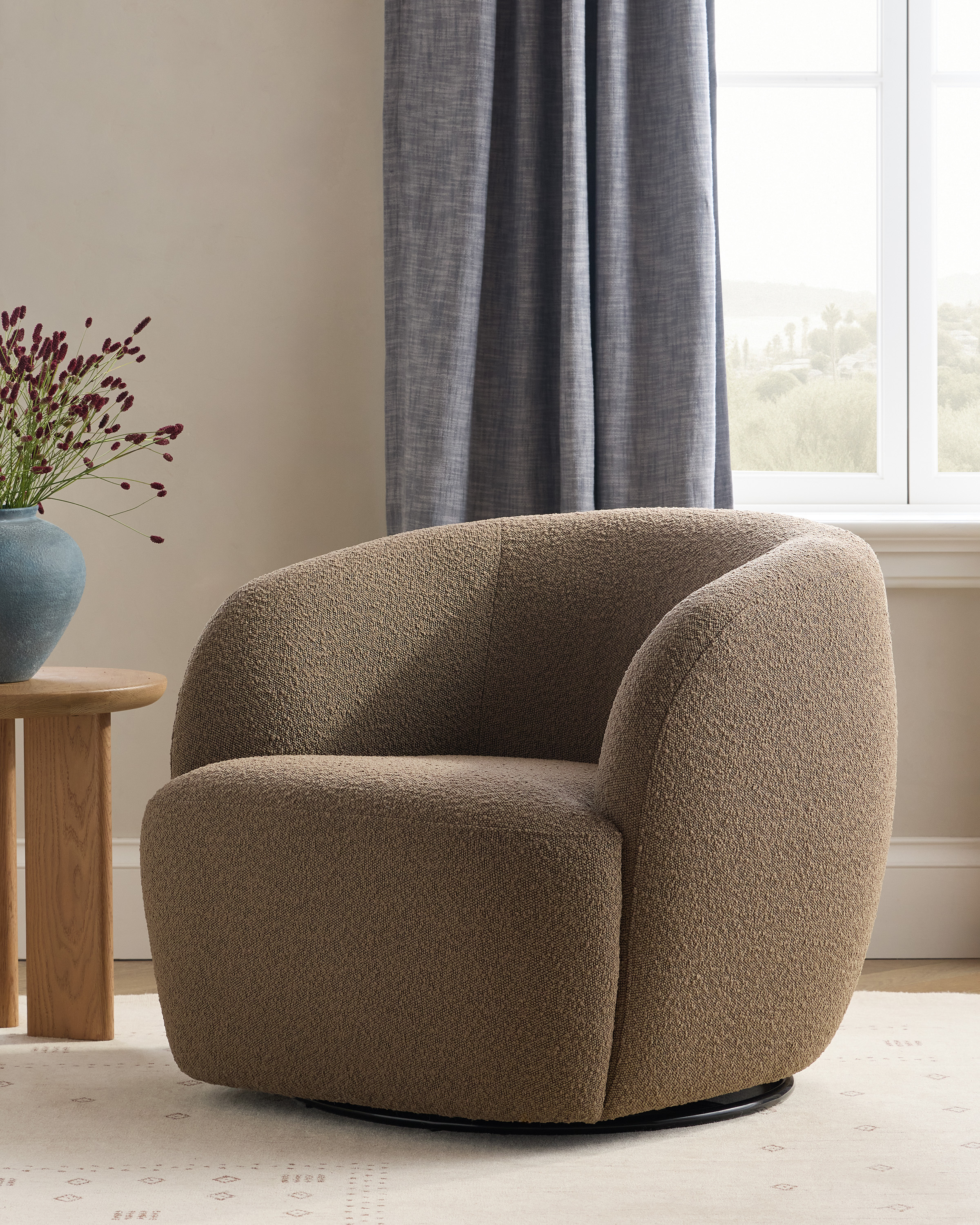 Boucle Swivel Chair - thumbnail 2