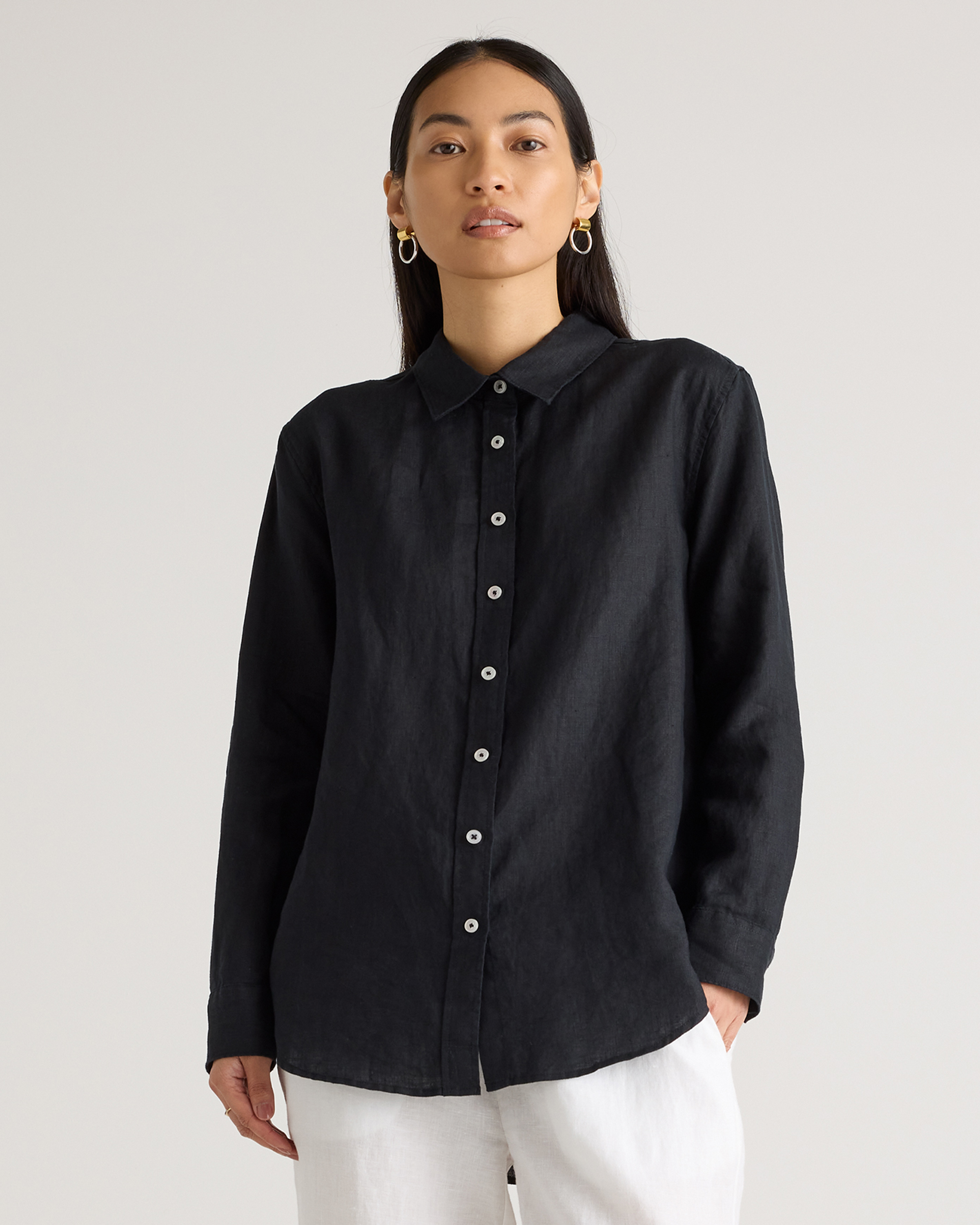 Black 100 European Linen Shirt Quince — free download