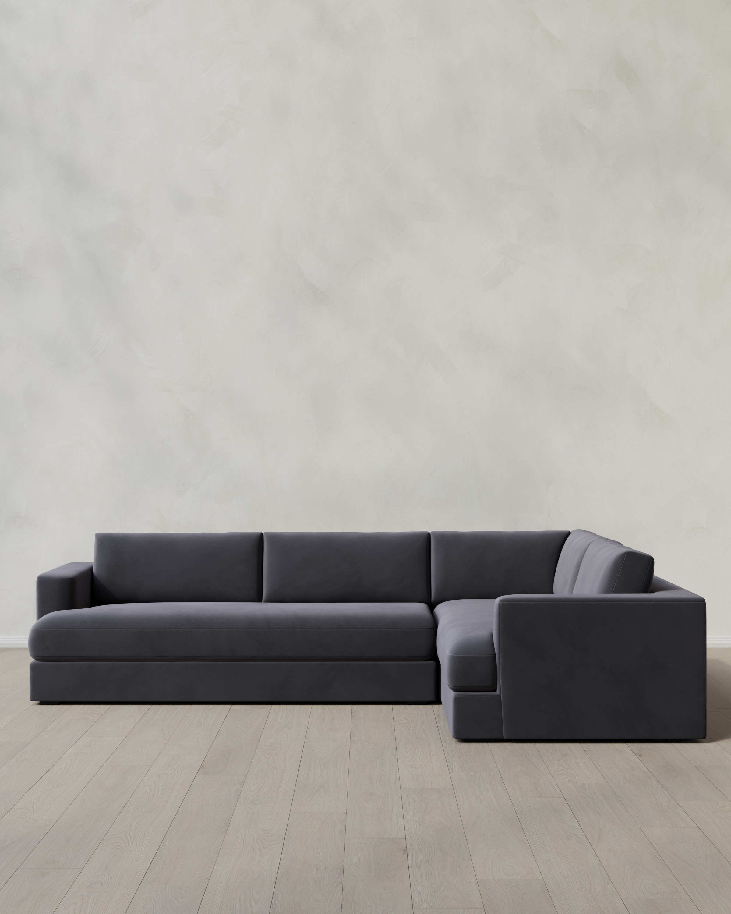 Gunmetal Sierra Curved Arm L Sectional in Performance Velvet