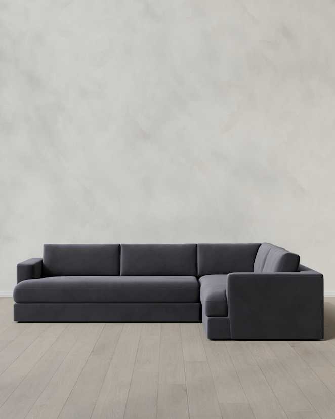 Gunmetal Sierra Curved Arm L Sectional in Performance Velvet