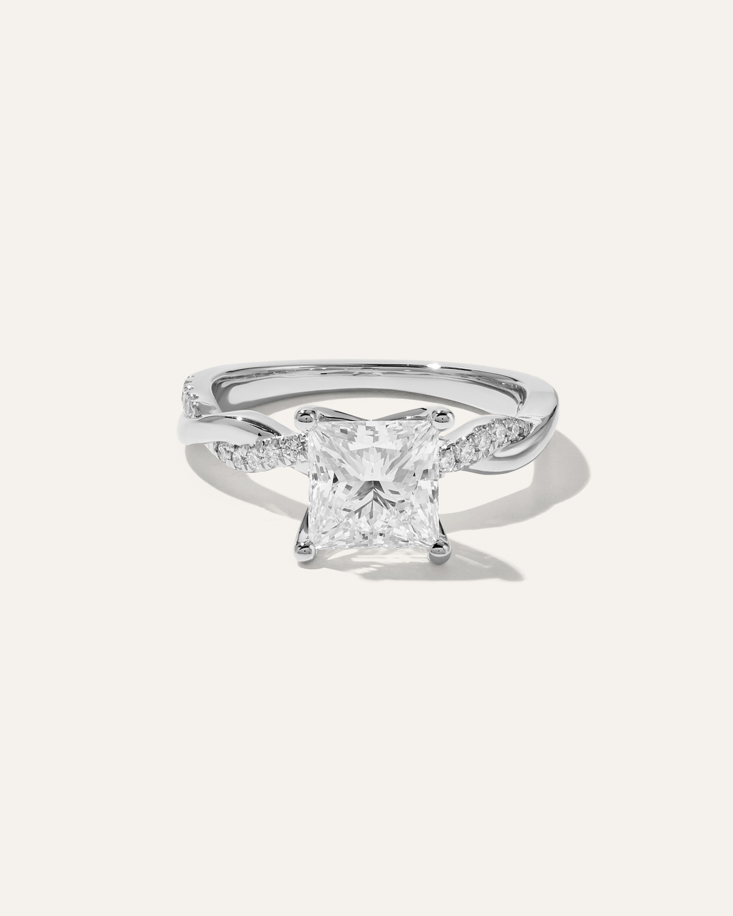 White Gold Lab Grown Diamond Princess Twisted Engagement Ring - 2ct