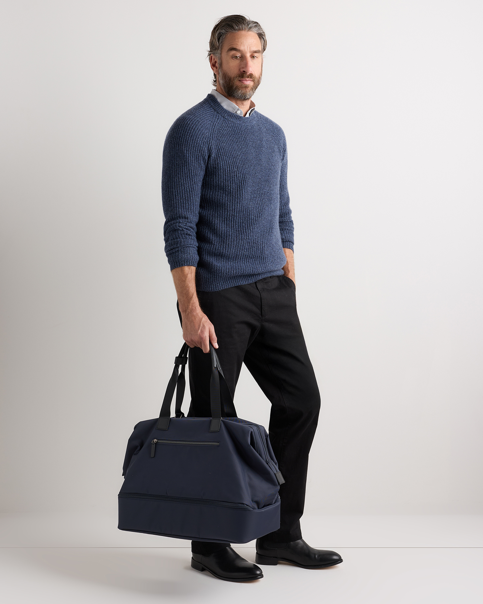 Voyage Nylon Dual Compartment Weekender in Navy