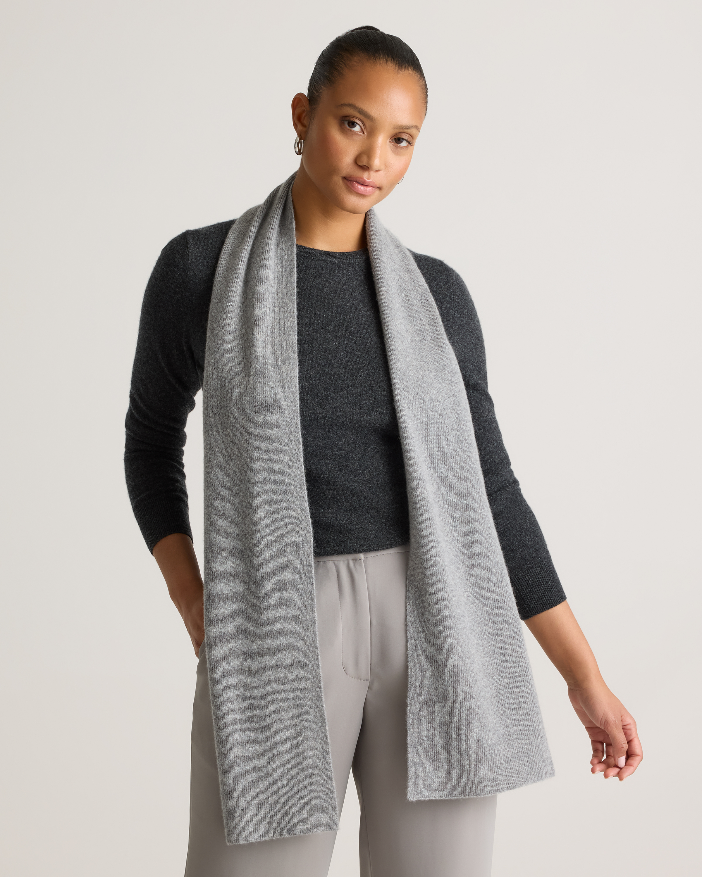 Heather Grey Mongolian Cashmere Scarf
