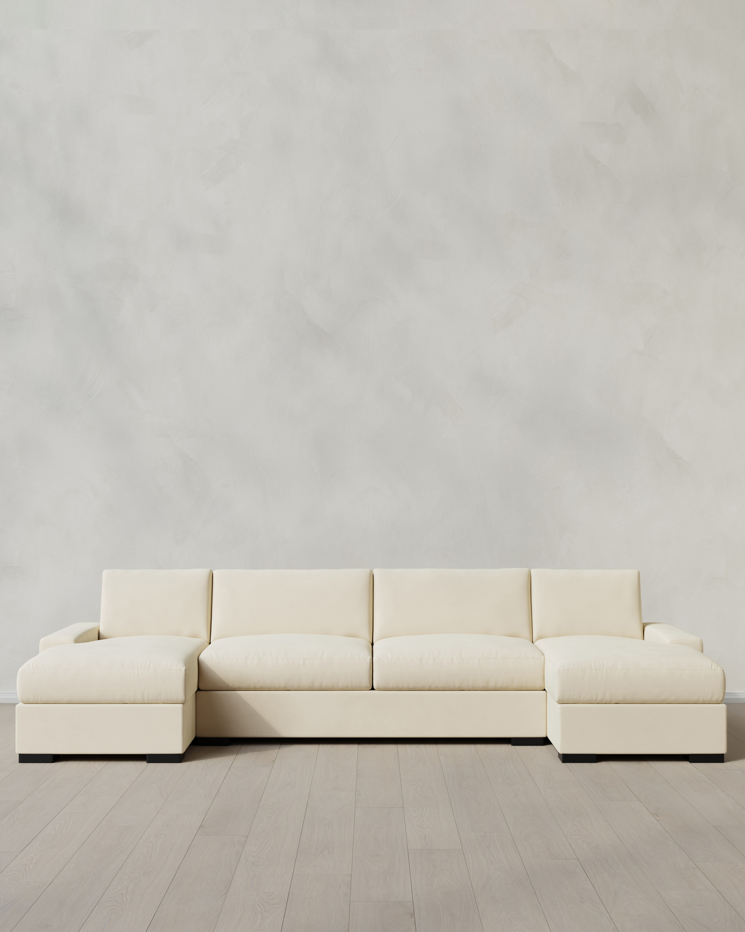 Ivory Stillman U Sectional in Performance Velvet