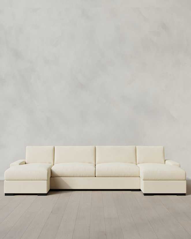 Ivory Stillman U Sectional in Performance Velvet
