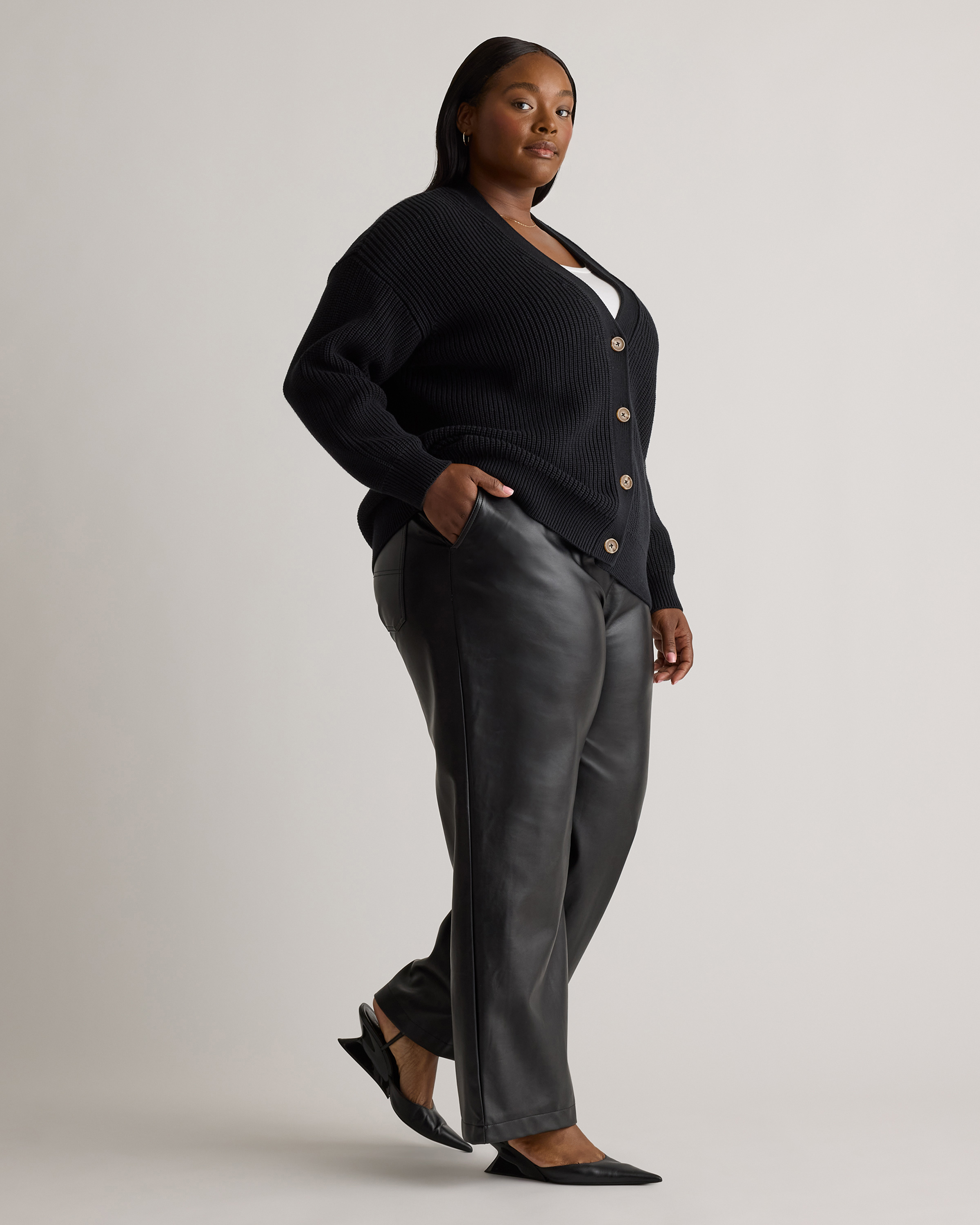 100% Organic Cotton Oversized Boyfriend Cardigan - Plus Size
