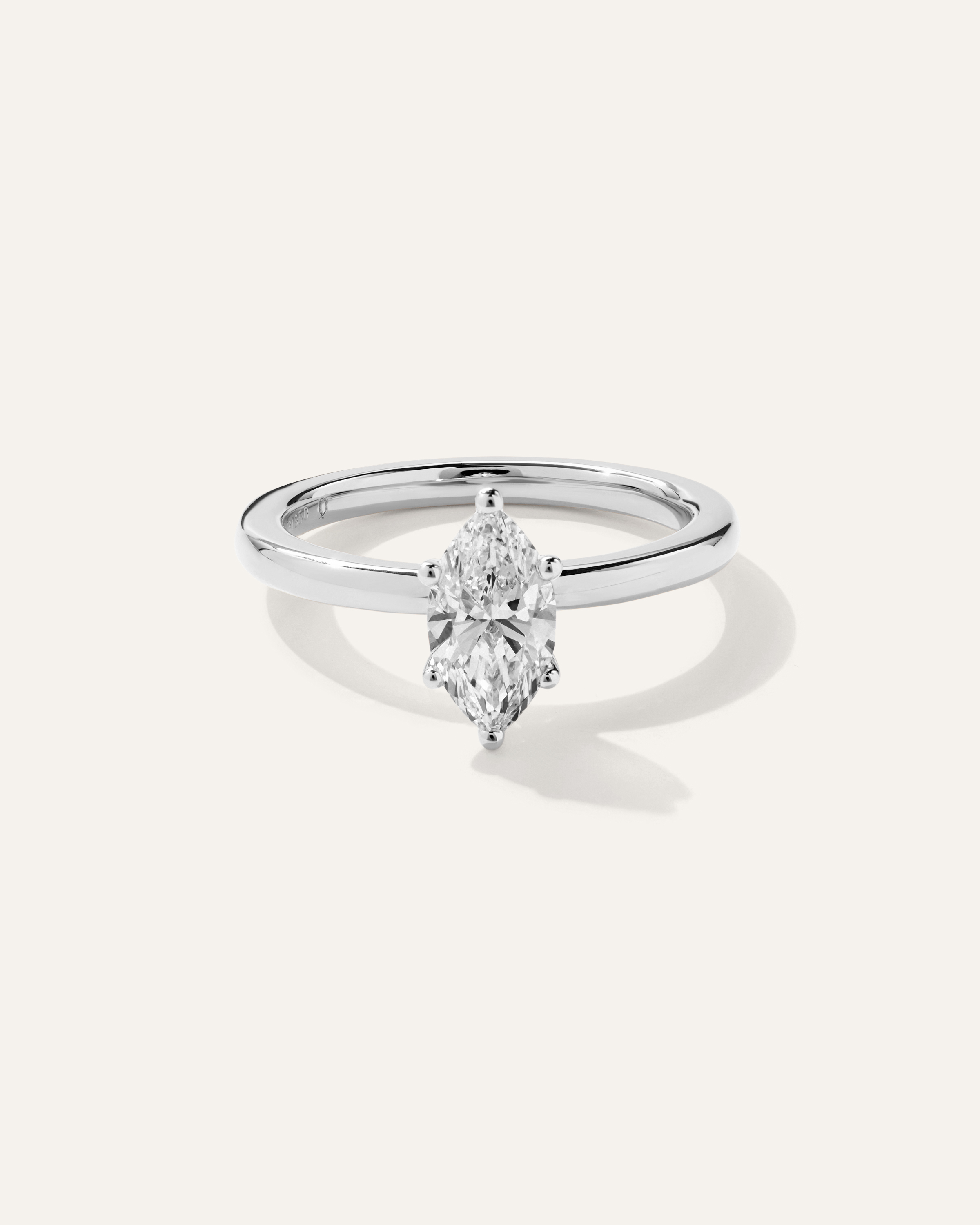 Platinum Lab Grown Diamond Marquise Comfort Fit Engagement Ring - 1ct