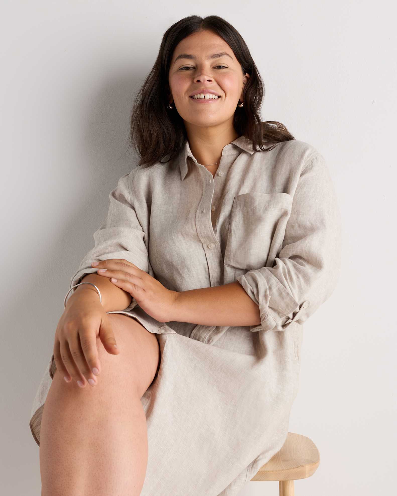 quince linen shirt dress Women's 100% European Linen Shirt Dress in Flax, Size Large, Organic Linen by Quince