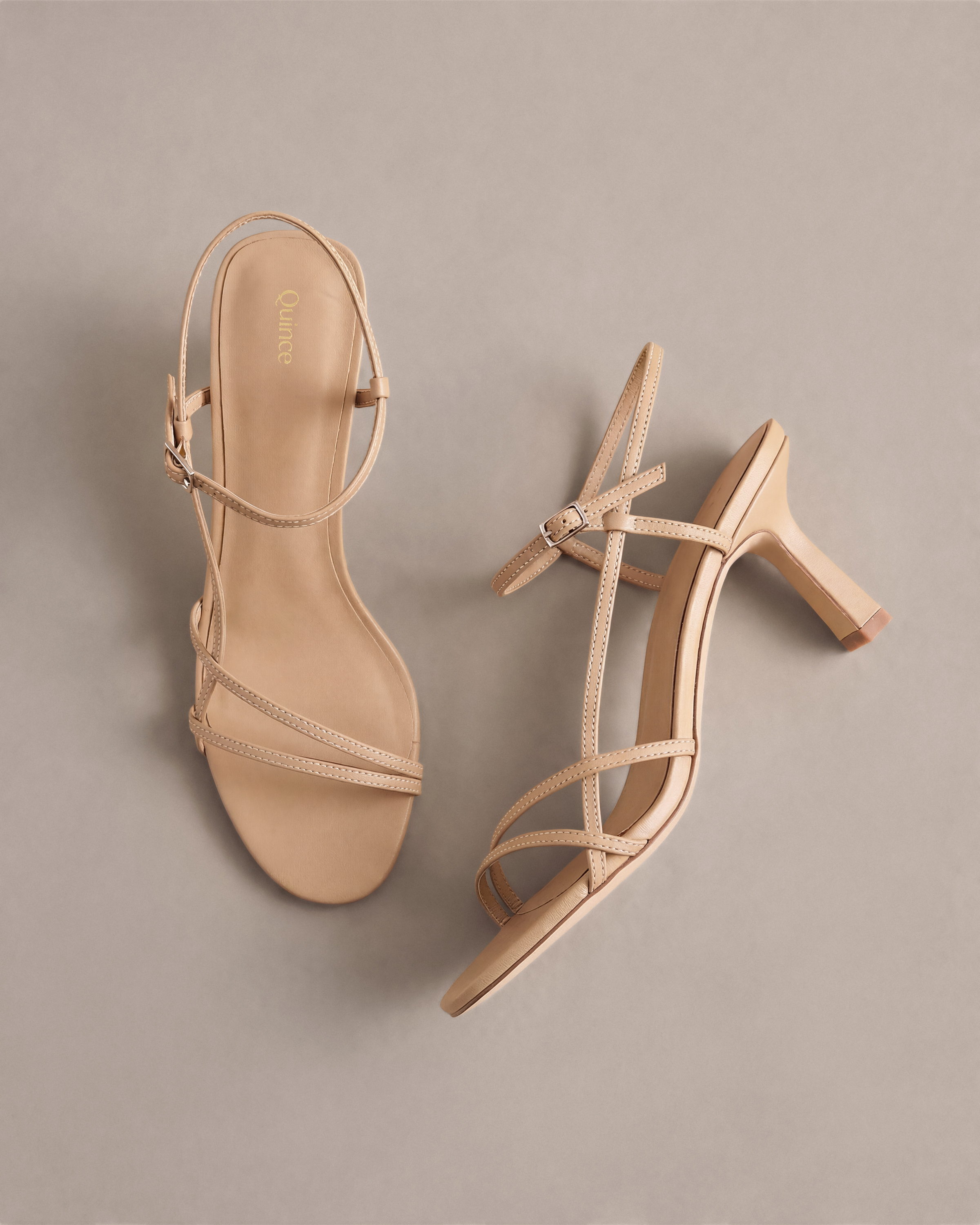 Cashew Italian Leather 70mm Strappy Heel
