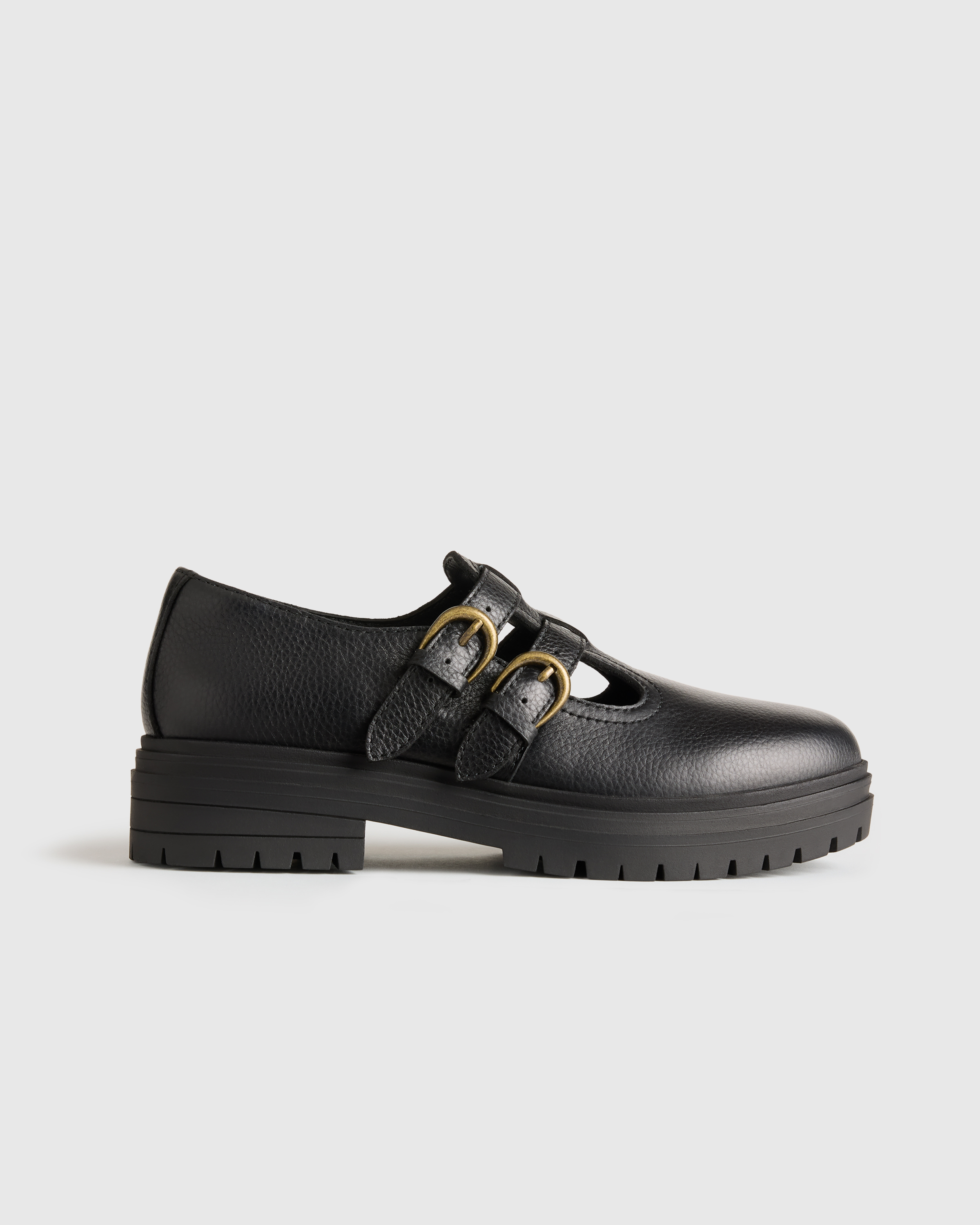 Black Italian Leather Lug Sole Mary Jane