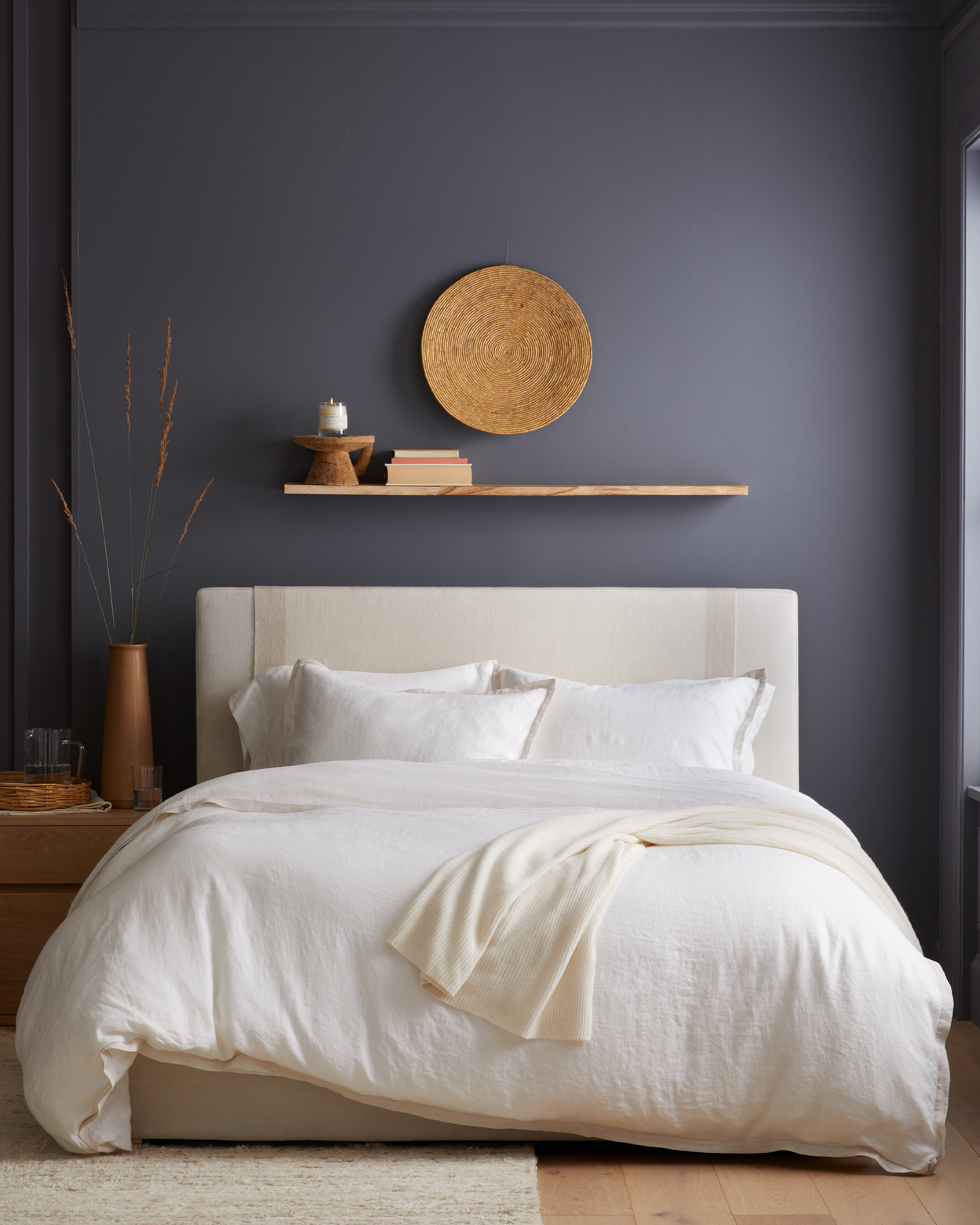 White/Sand European Linen Contrast Flange Duvet Cover Set