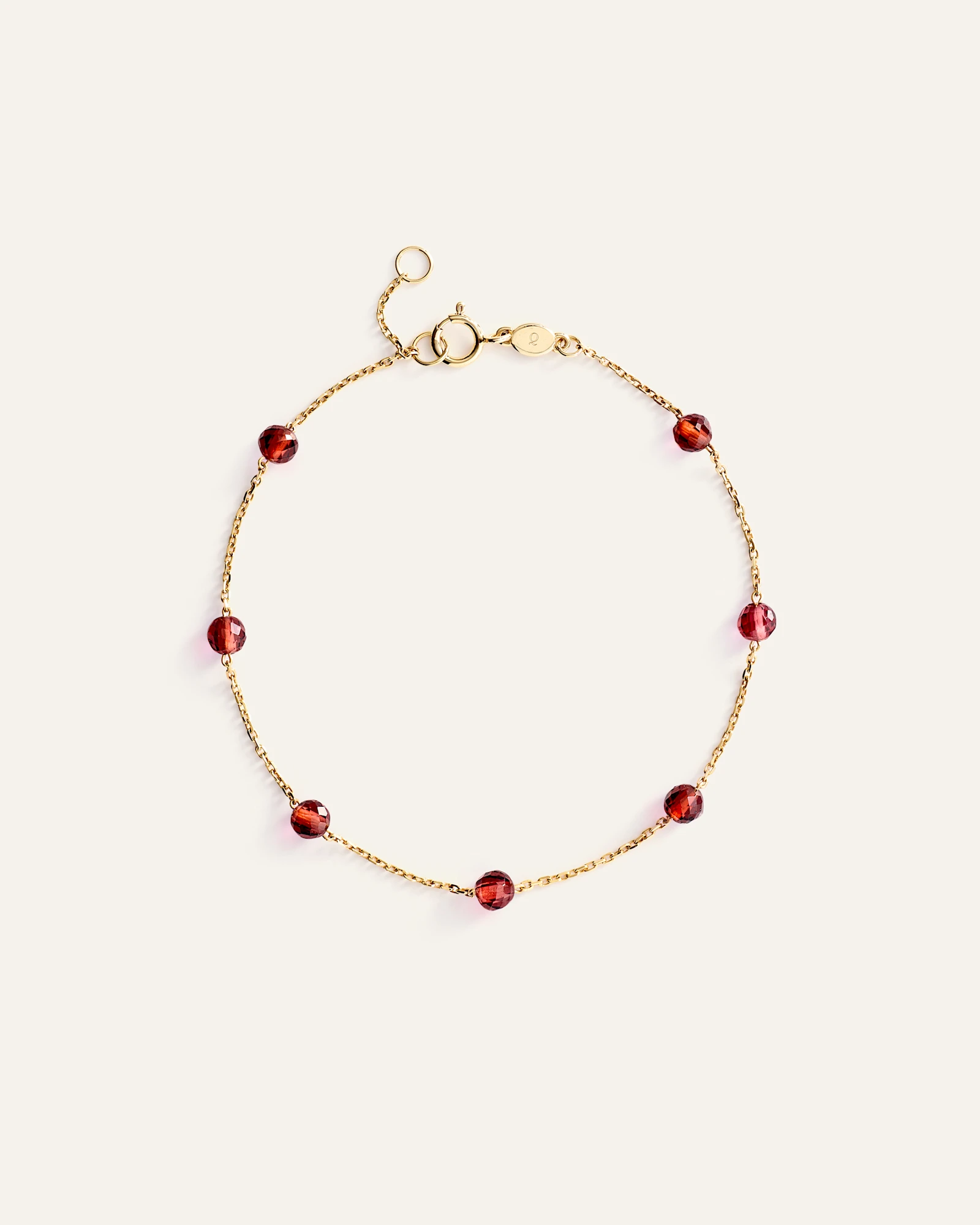 14K Gold Gemstone Station Stackable Bracelet - Garnet