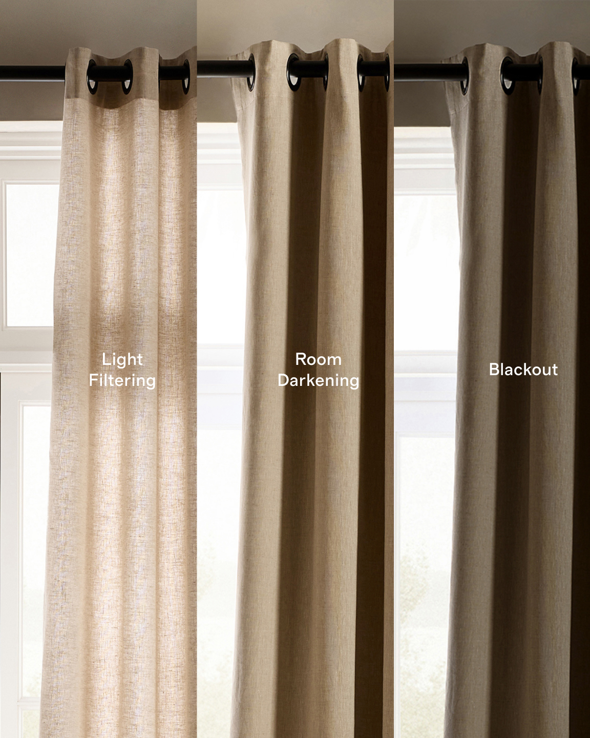 European Linen Grommet Room Darkening Curtain Single Panel in Flax, Size 48x96 by Quince