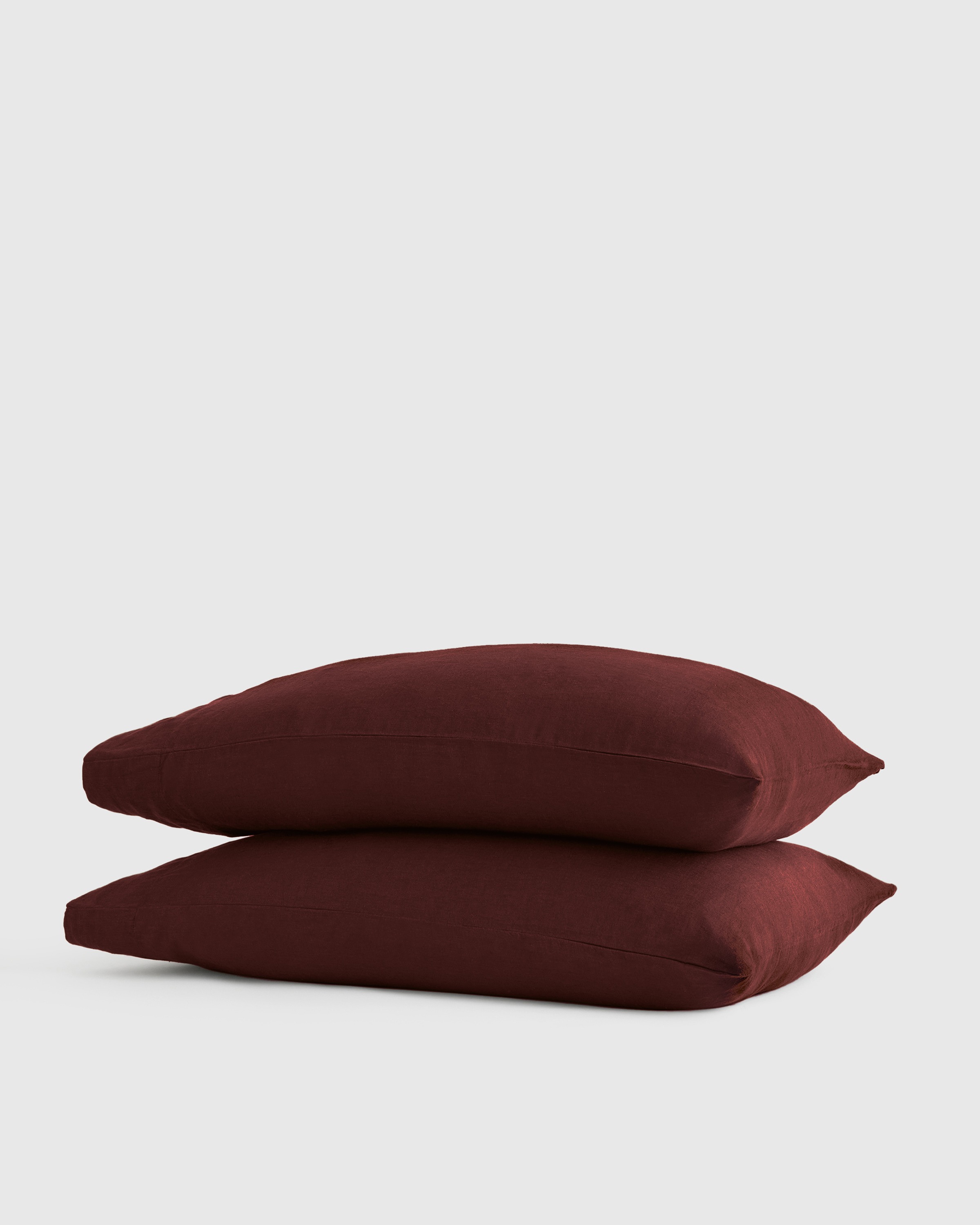 Burgundy European Linen Pillowcase Set