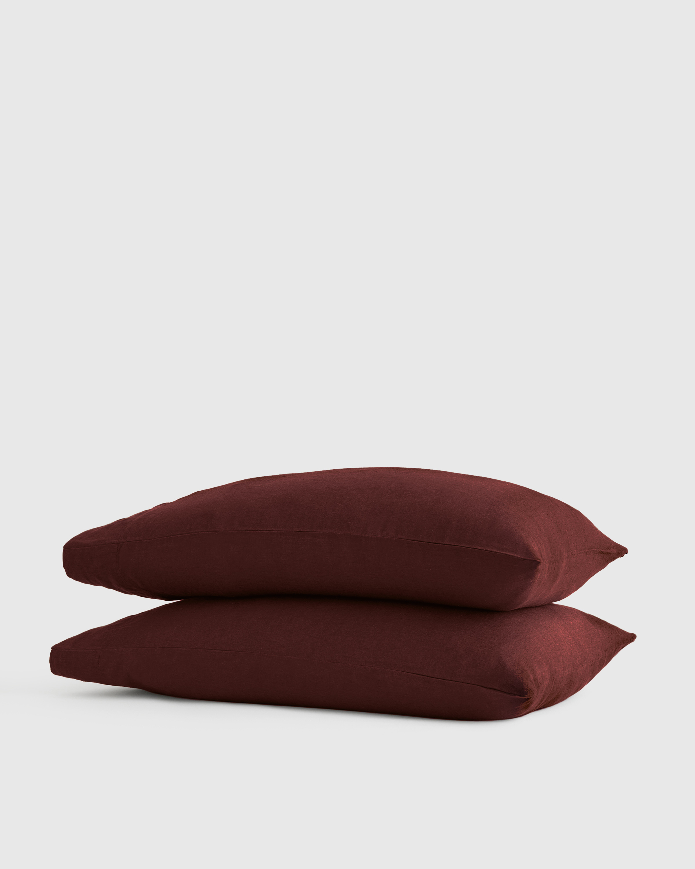 Burgundy European Linen Pillowcase Set