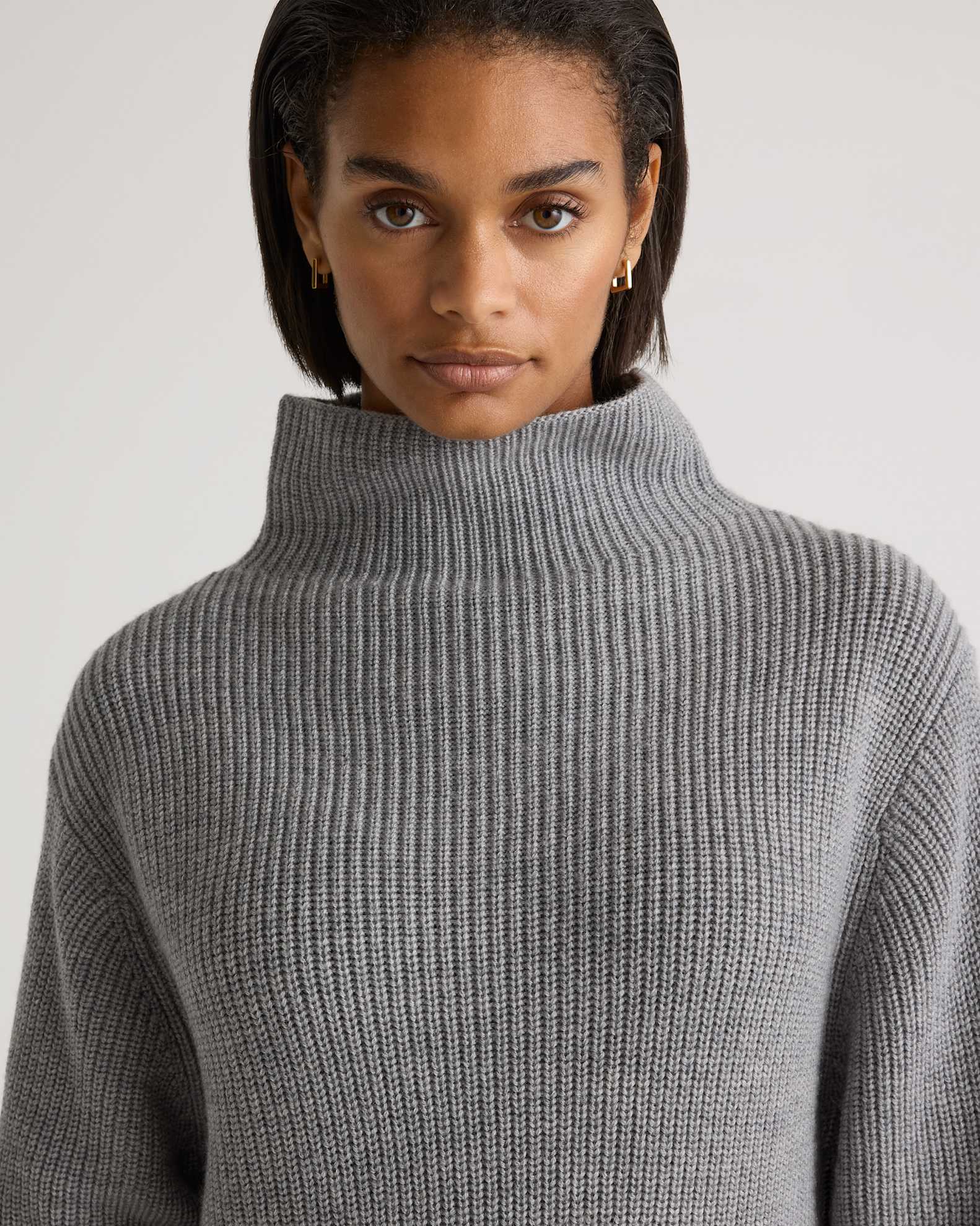 Australian Merino Wool Relaxed Turtleneck Sweater Dress in Heather Grey Australian Merino Wool Relaxed Turtleneck Sweater Dress in Heather Grey